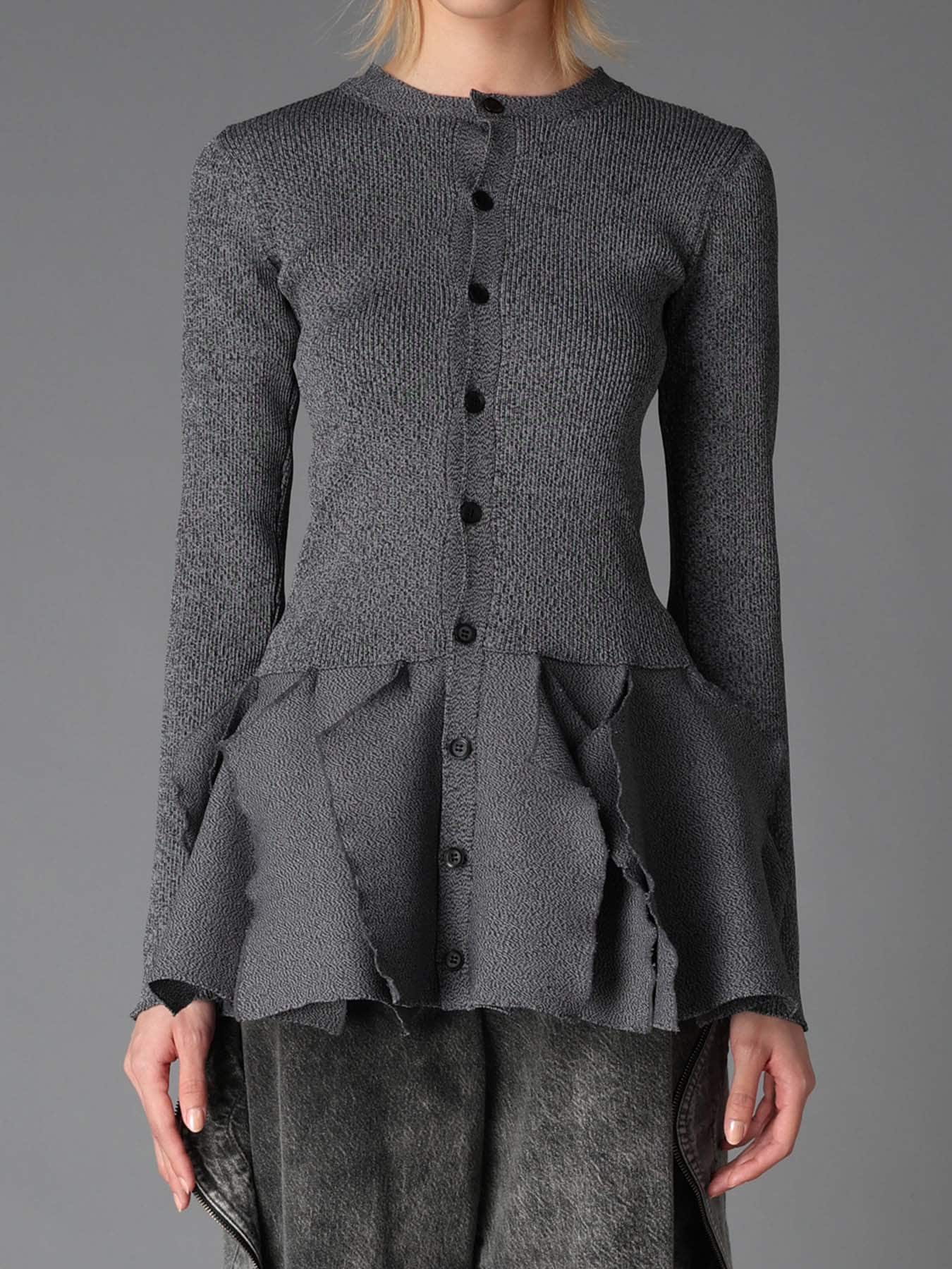 HIGH-GAUGE 3D KNIT FRILLED CARDIGAN