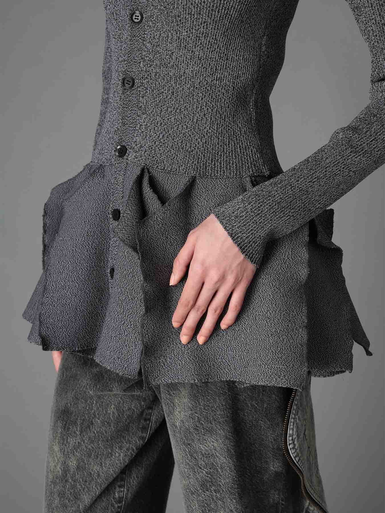 HIGH-GAUGE 3D KNIT FRILLED CARDIGAN