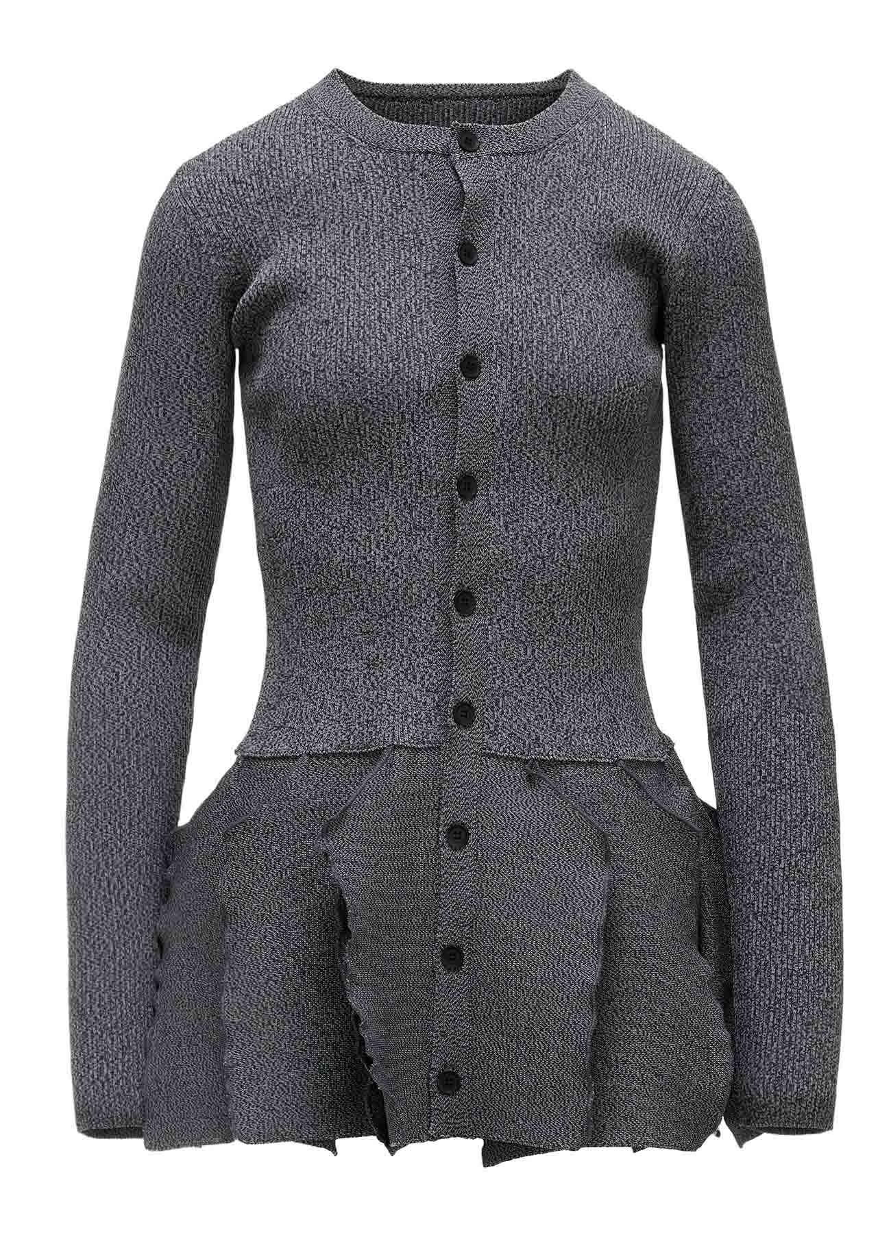 HIGH-GAUGE 3D KNIT FRILLED CARDIGAN