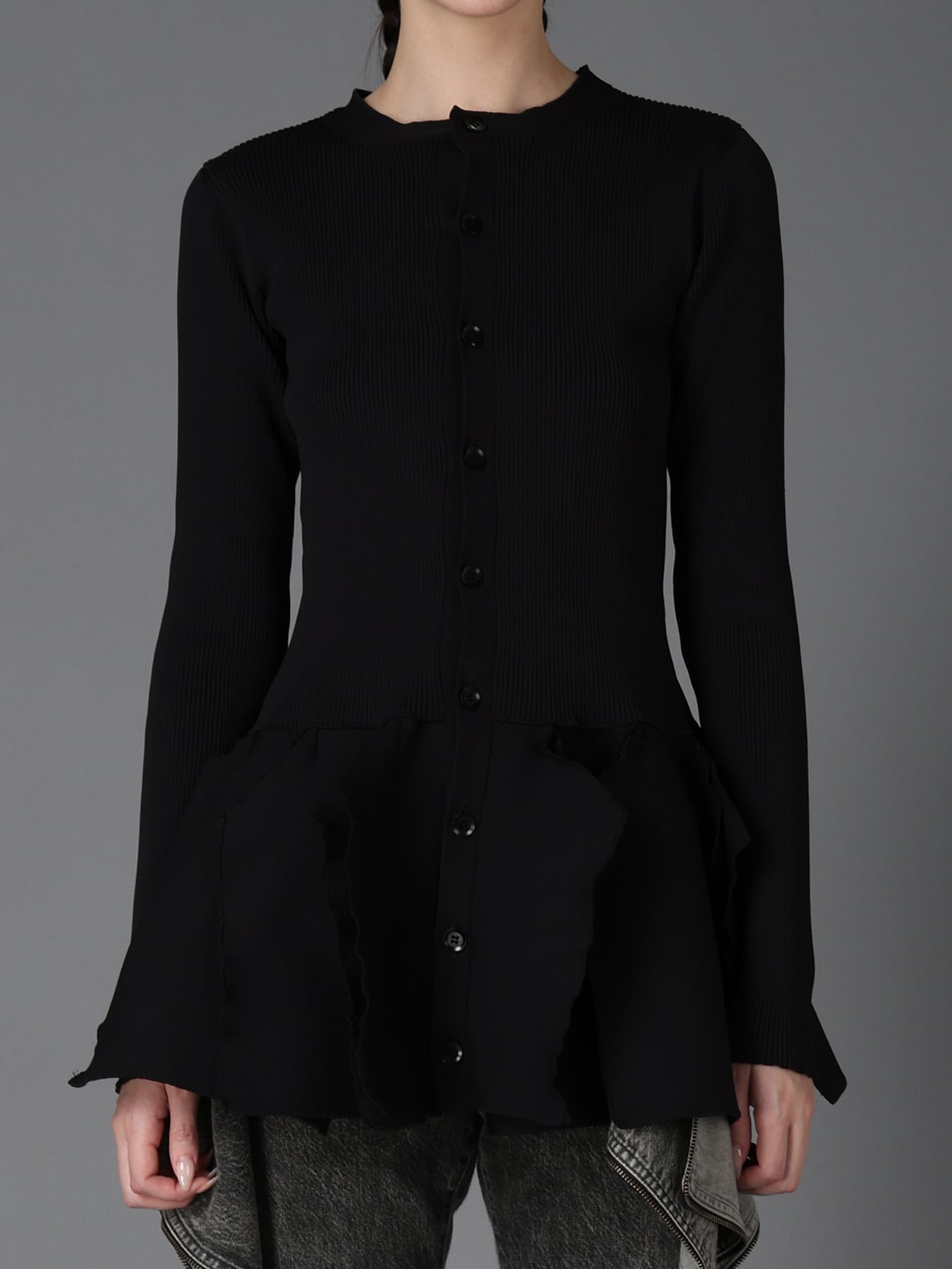 HIGH-GAUGE 3D KNIT FRILLED CARDIGAN