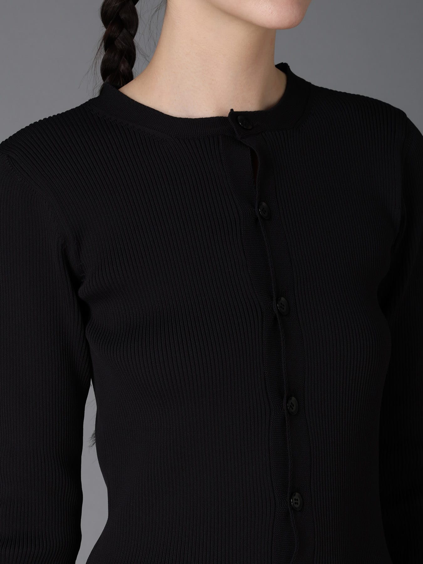 HIGH-GAUGE 3D KNIT FRILLED CARDIGAN