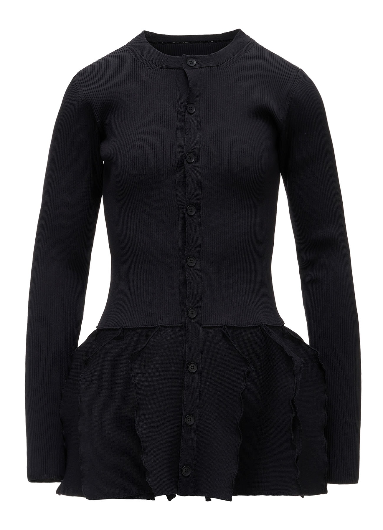 HIGH-GAUGE 3D KNIT FRILLED CARDIGAN