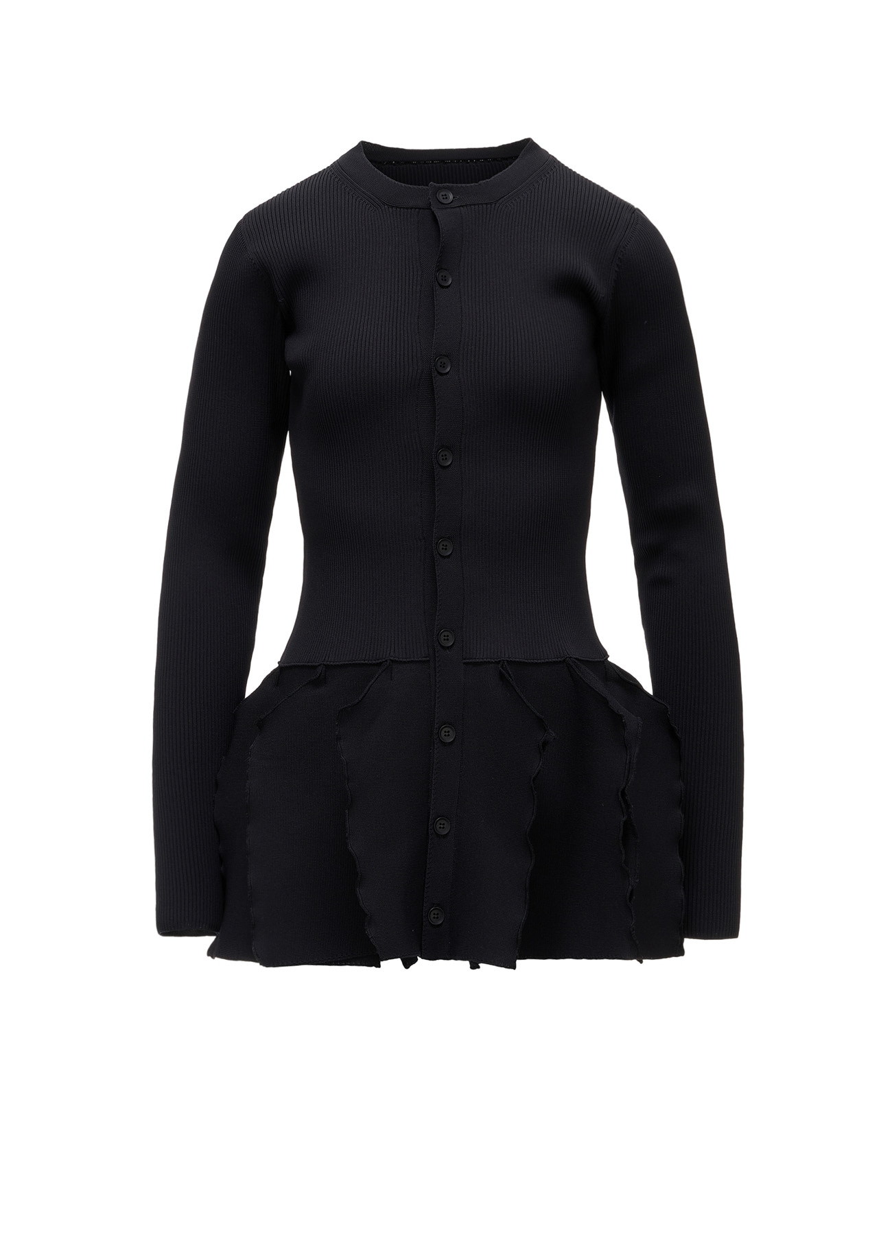 HIGH-GAUGE 3D KNIT FRILLED CARDIGAN