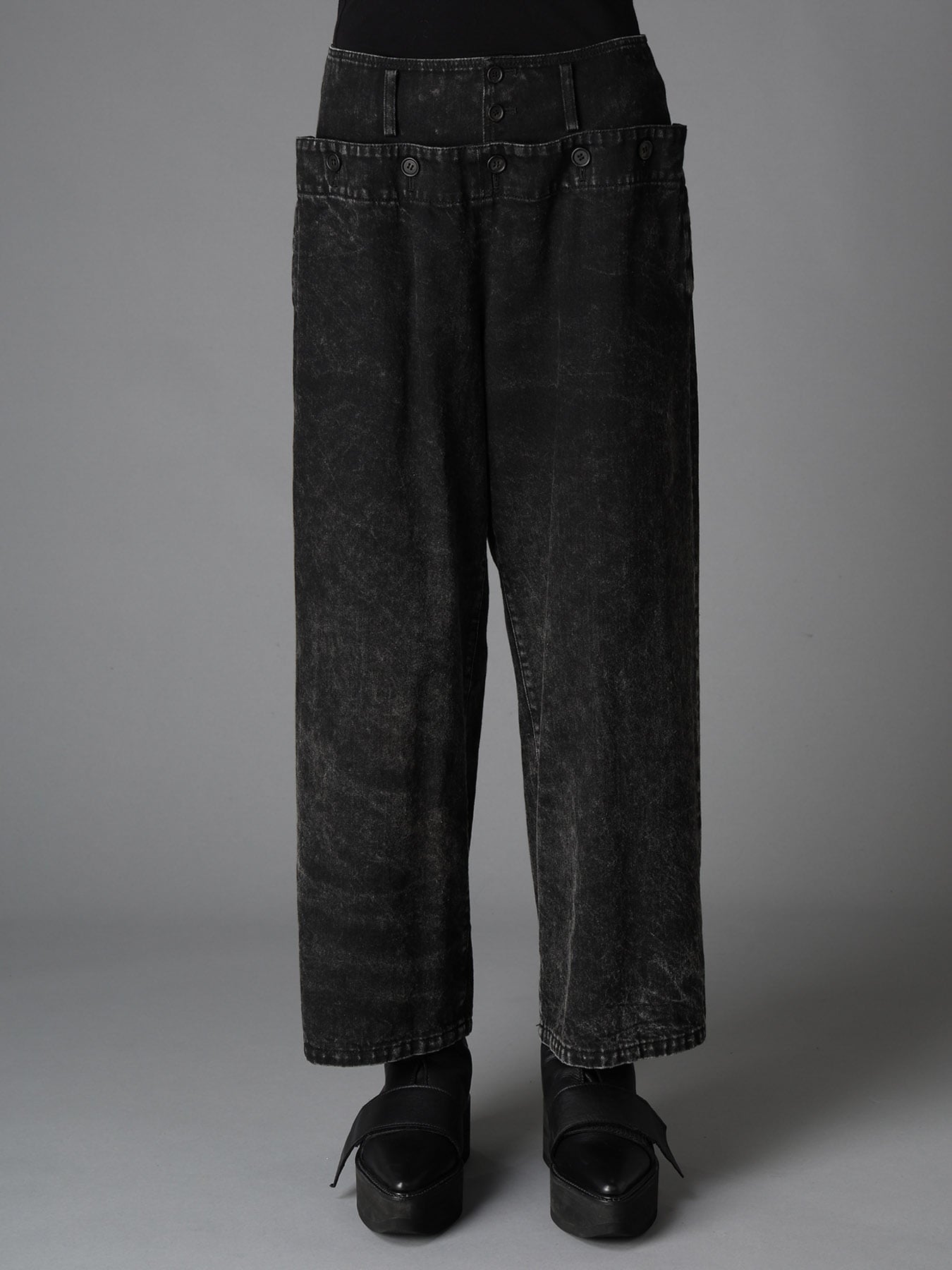 CHEMICAL BLEACHED DENIM SAILOR PANTS