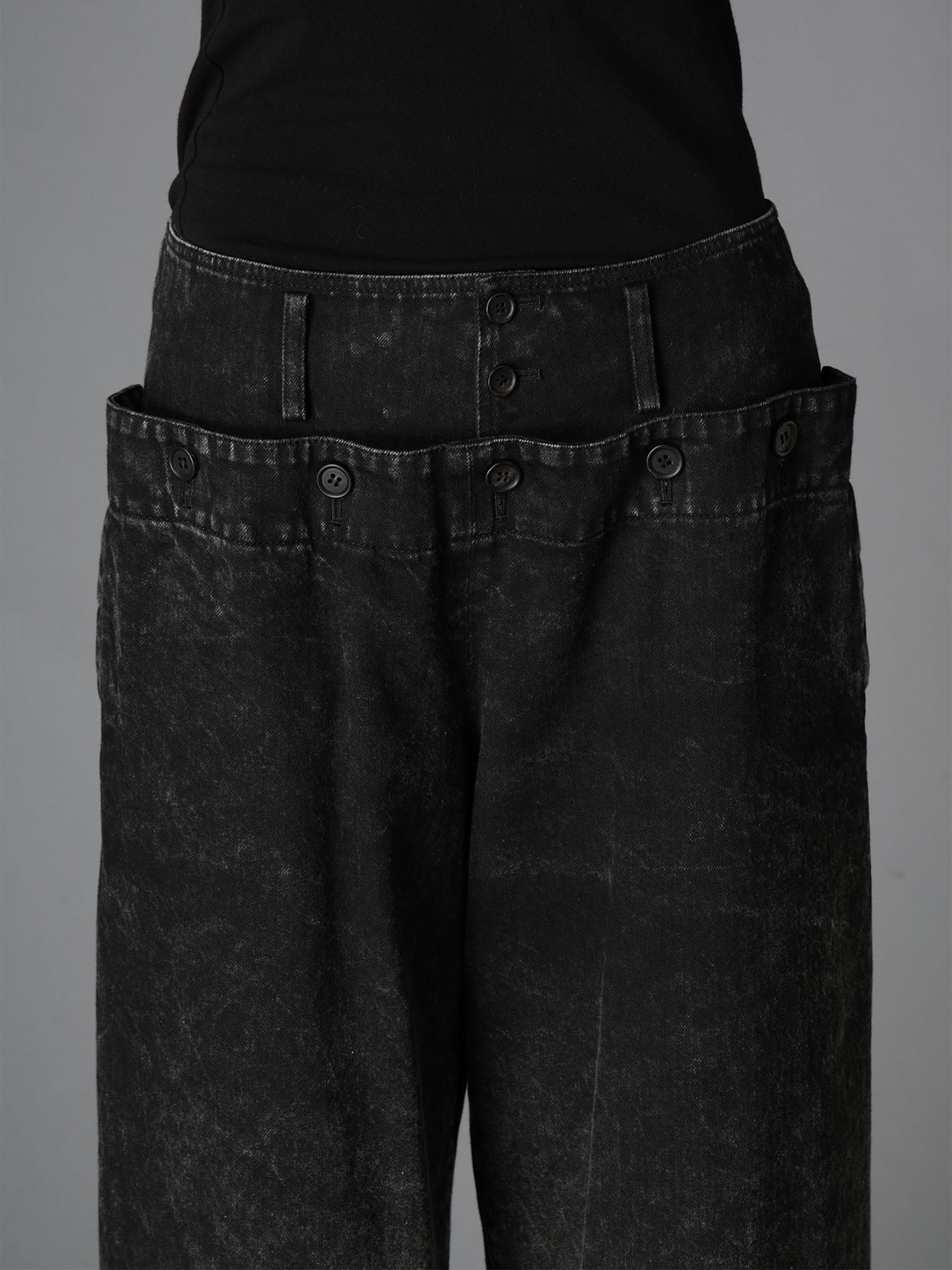 CHEMICAL BLEACHED DENIM SAILOR PANTS