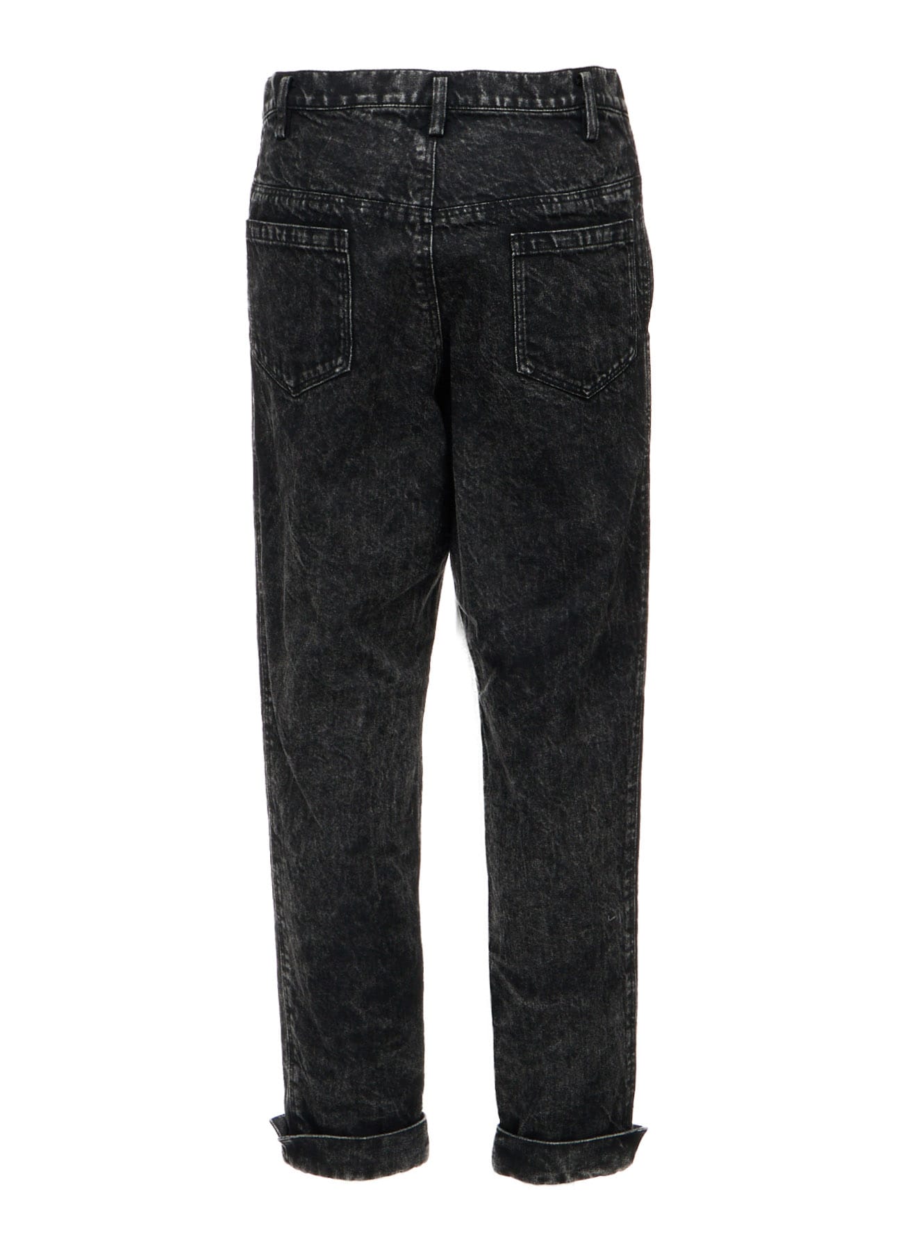 CHEMICAL BLEACHED DENIM CUFFED PANTS