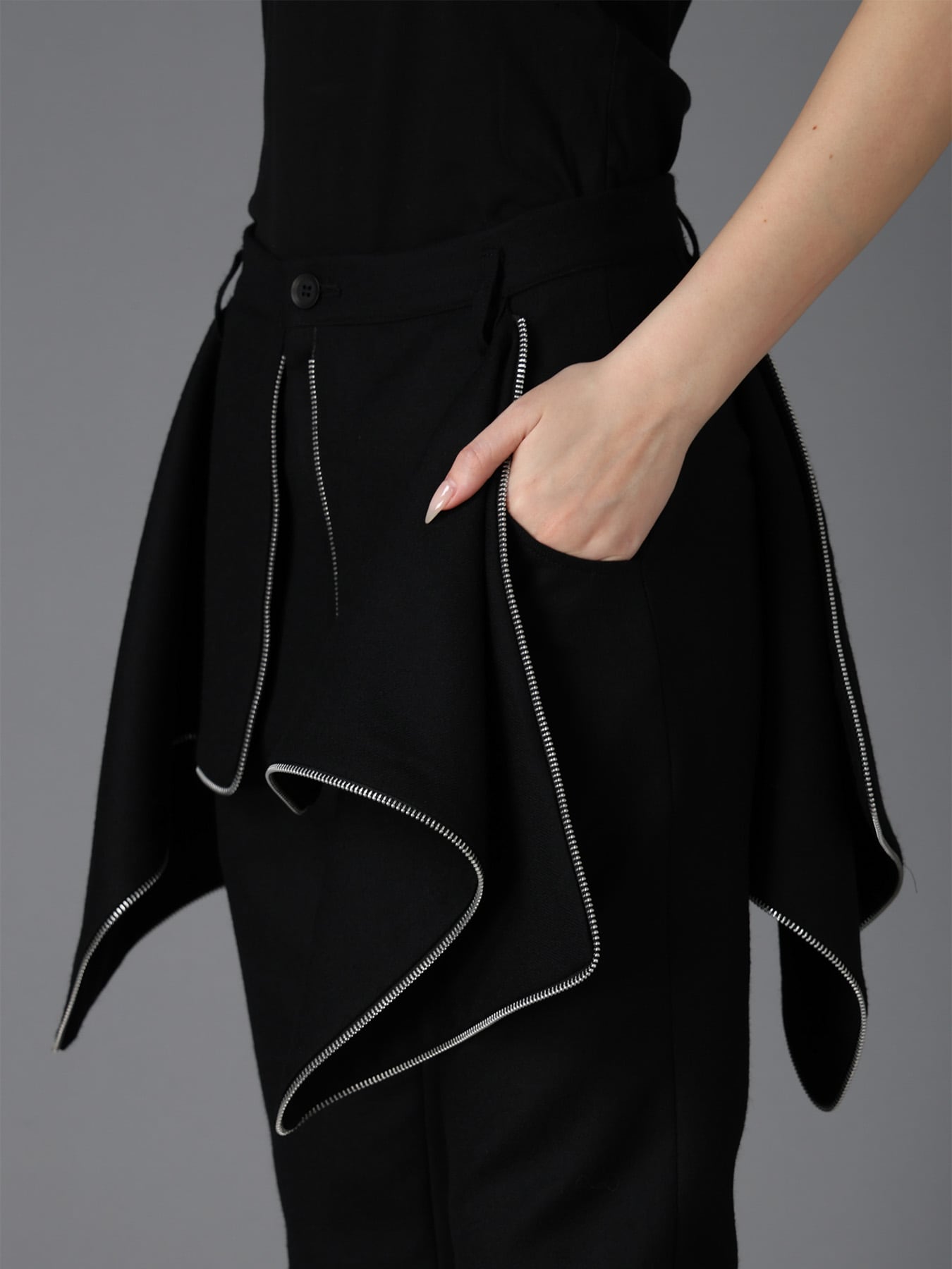 W/ SERGE ZIP DETAIL SLIM PANTS(XS Black): LIMI feu｜THE SHOP YOHJI