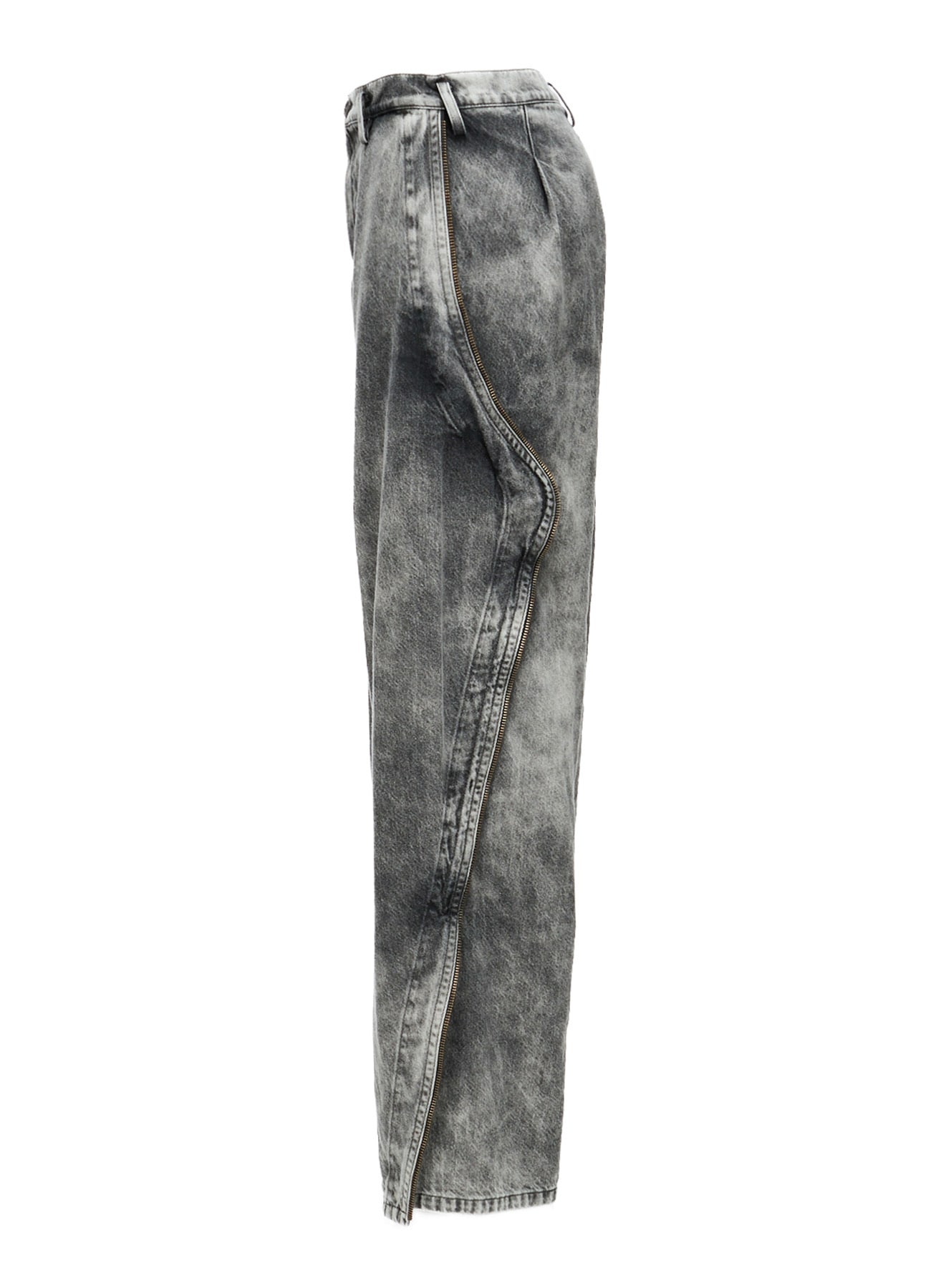 MIST BLEACHED DENIM ZIP DETAIL PANTS