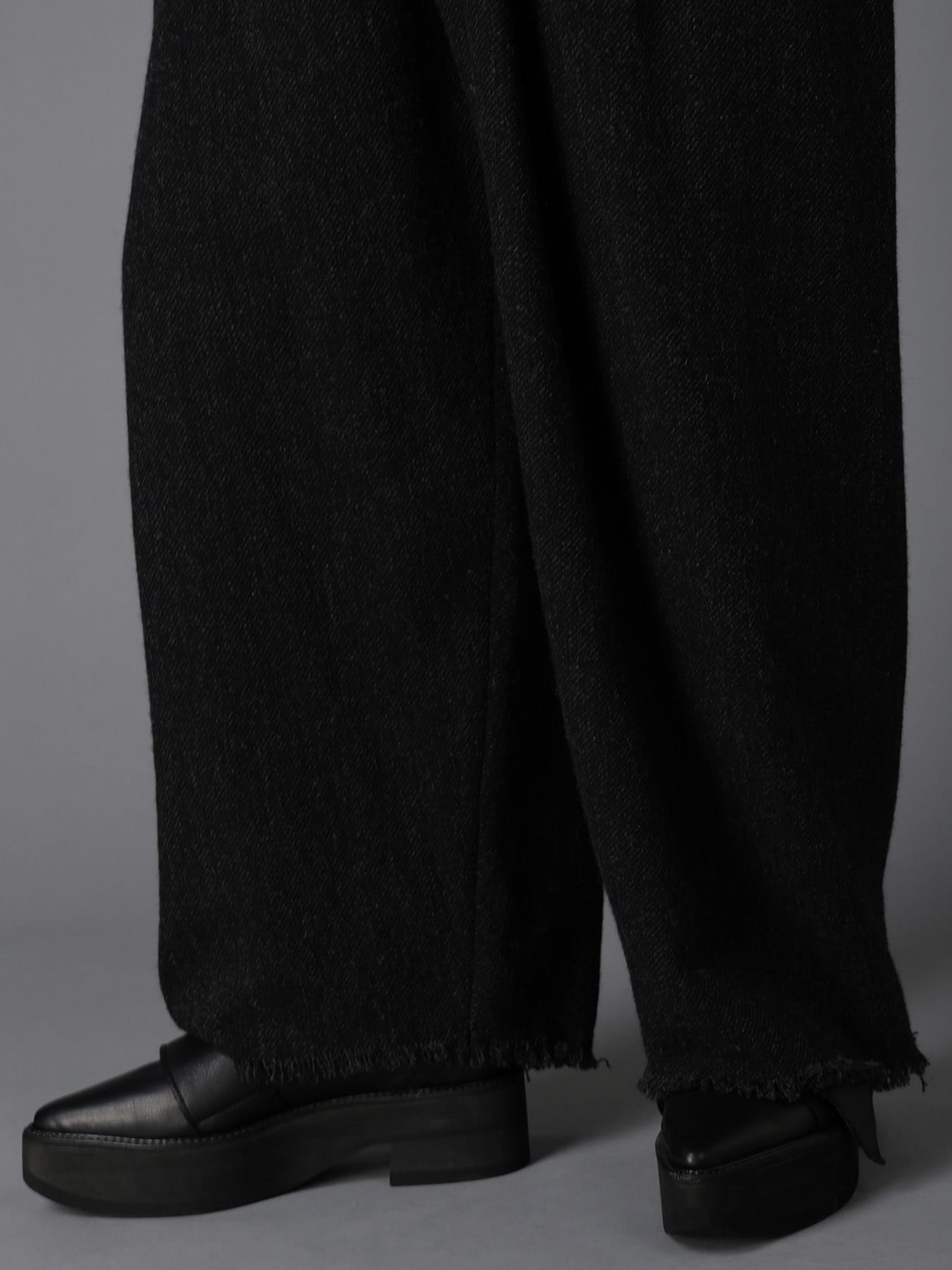 TOP DYED TWEED DRAPED POCKET PANTS