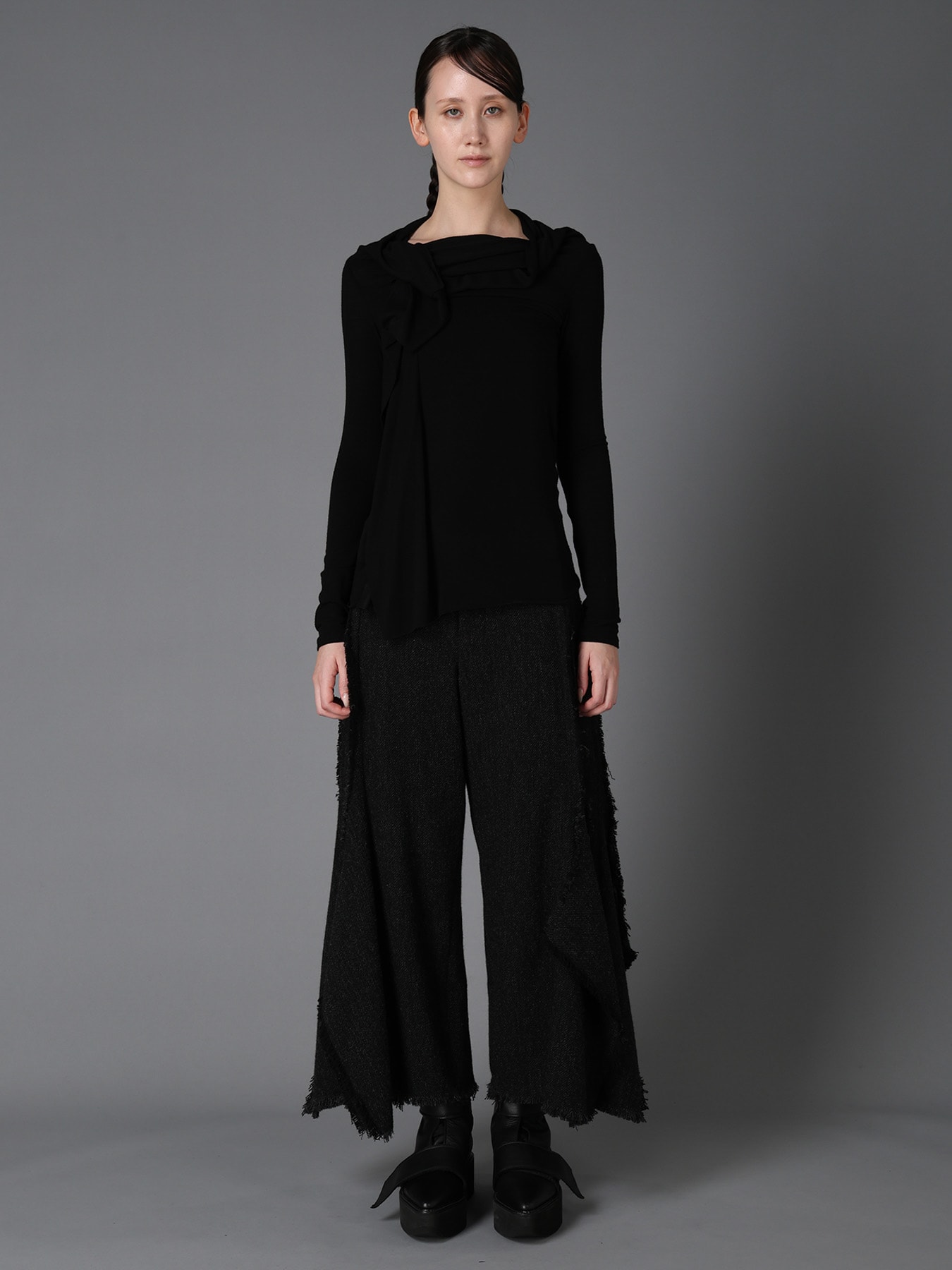 TOP DYED TWEED FLARED PANEL PANTS B