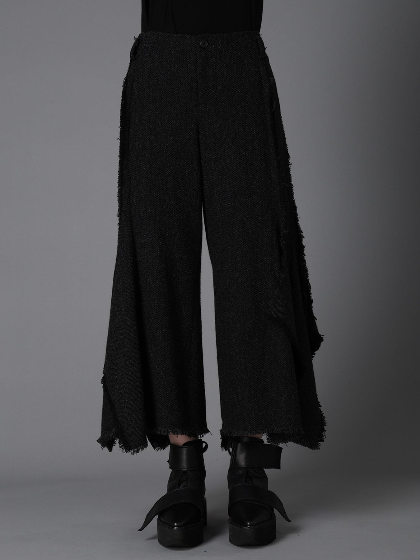 TOP DYED TWEED FLARED PANEL PANTS B