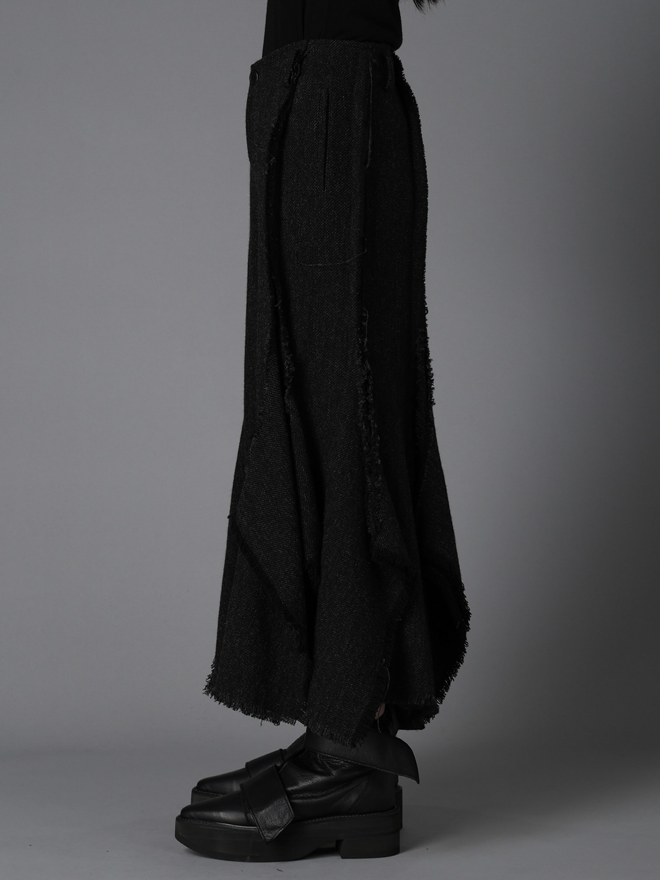 TOP DYED TWEED FLARED PANEL PANTS B