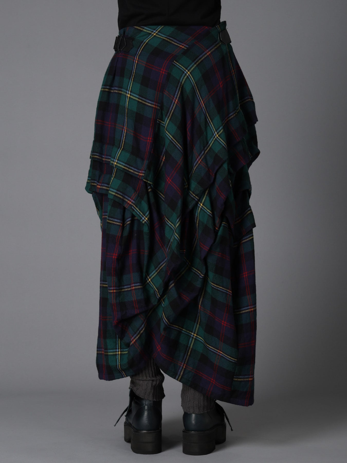 GREEN TARTAN TUCK SKIRT