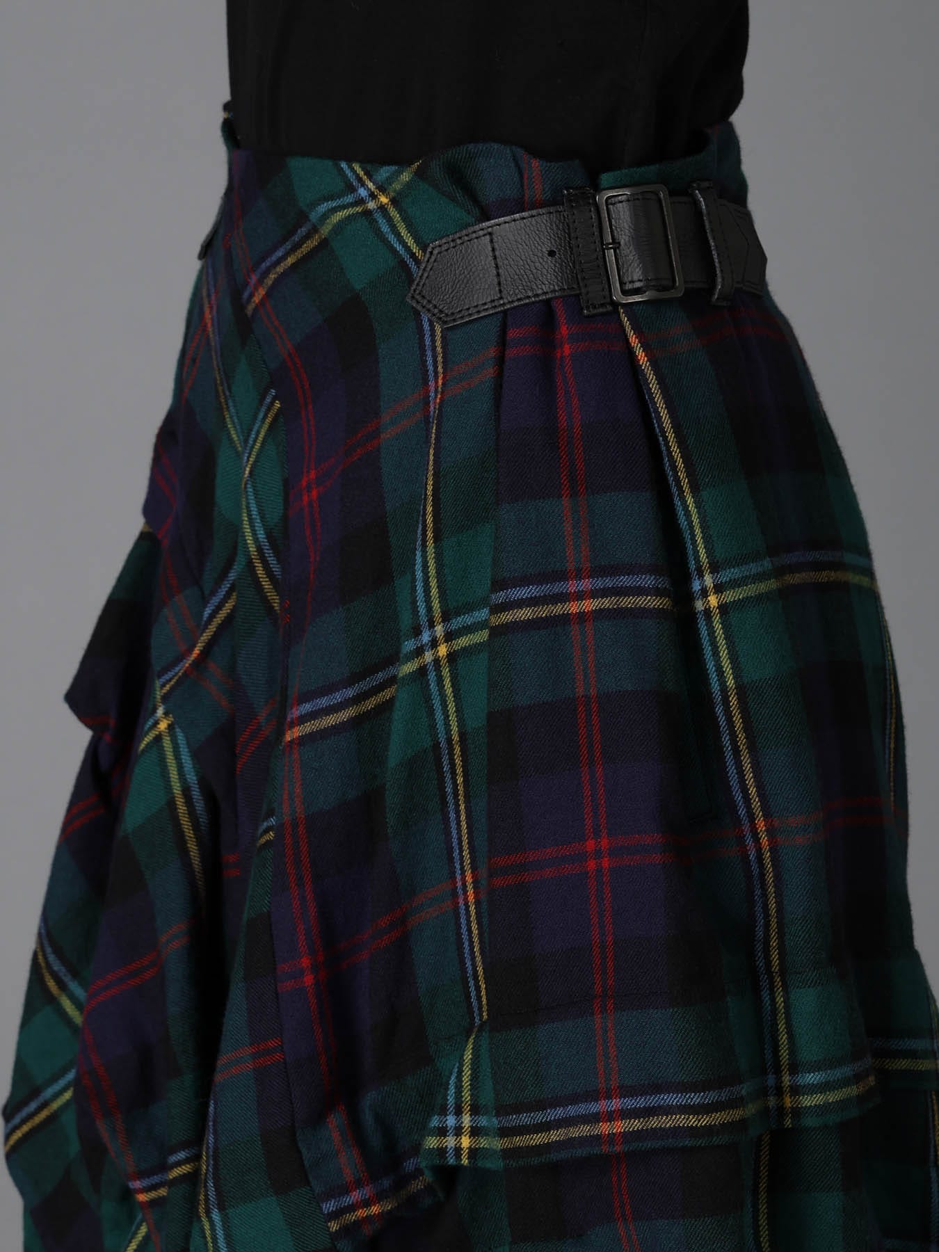 GREEN TARTAN TUCK SKIRT