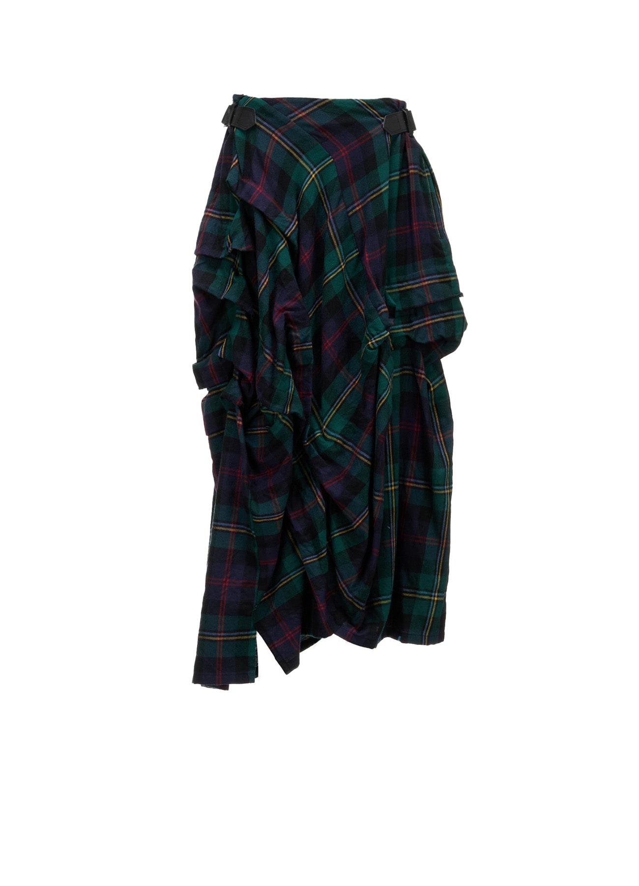 GREEN TARTAN TUCK SKIRT