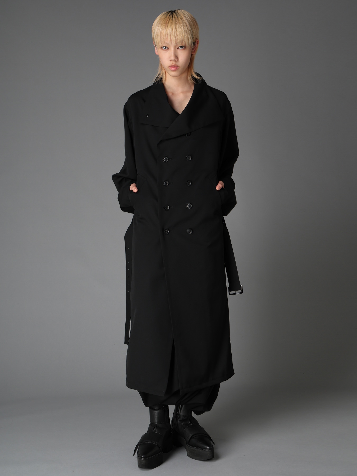 WOOL GABARDINE  BELTED BALLOON SKIRT