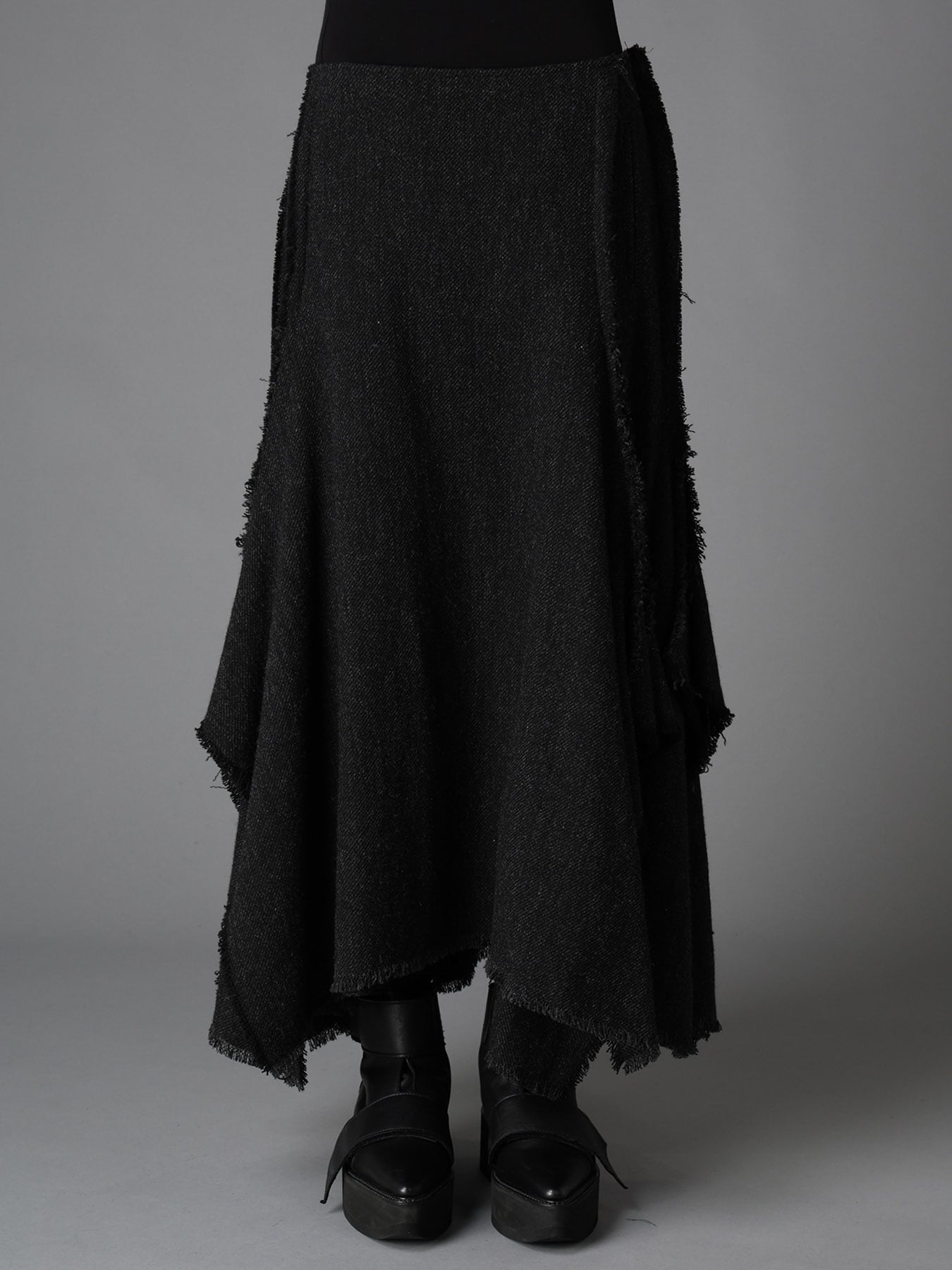 TOP DYED TWEED FLARED PANEL SKIRT B