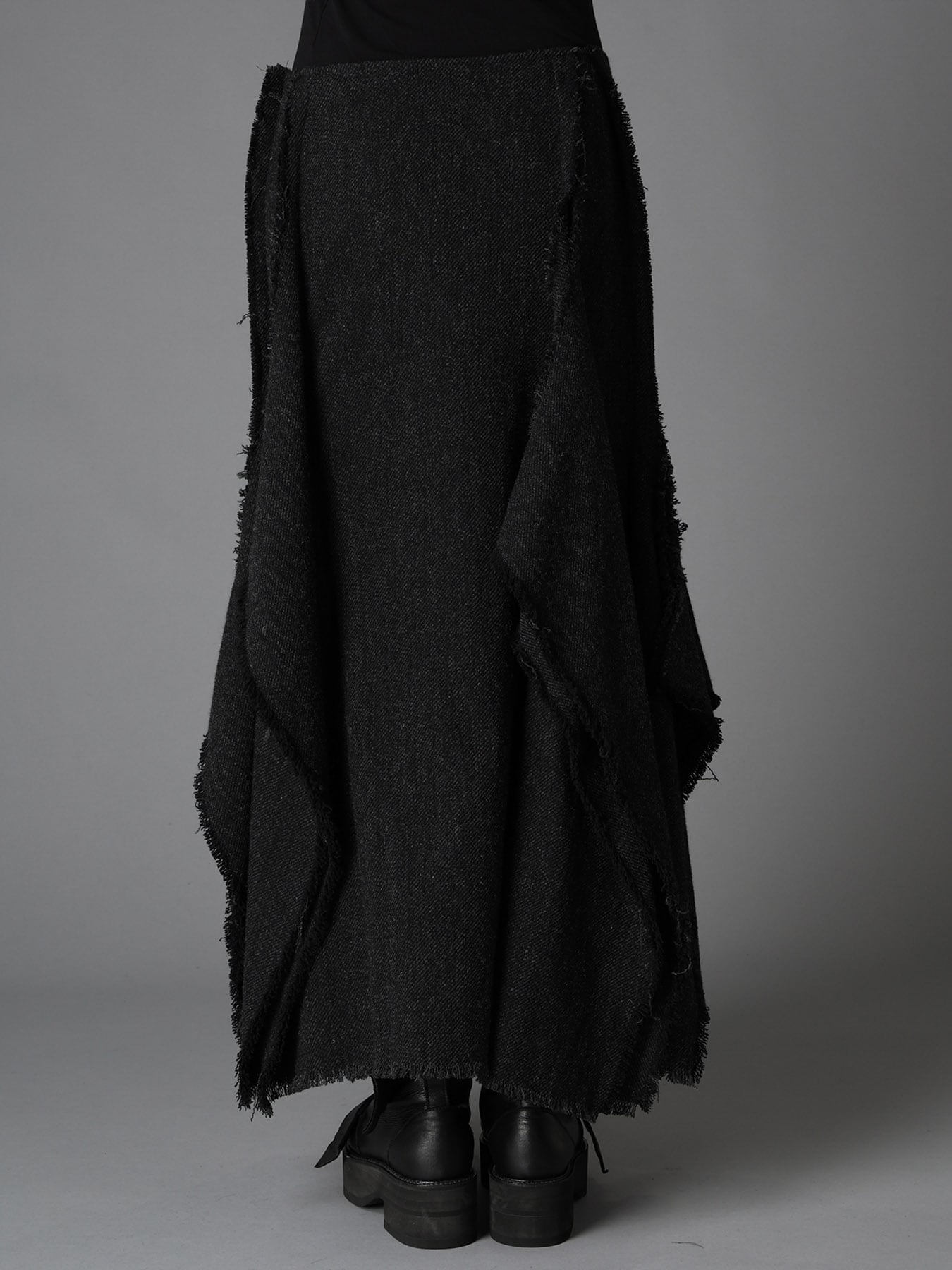 TOP DYED TWEED FLARED PANEL SKIRT B
