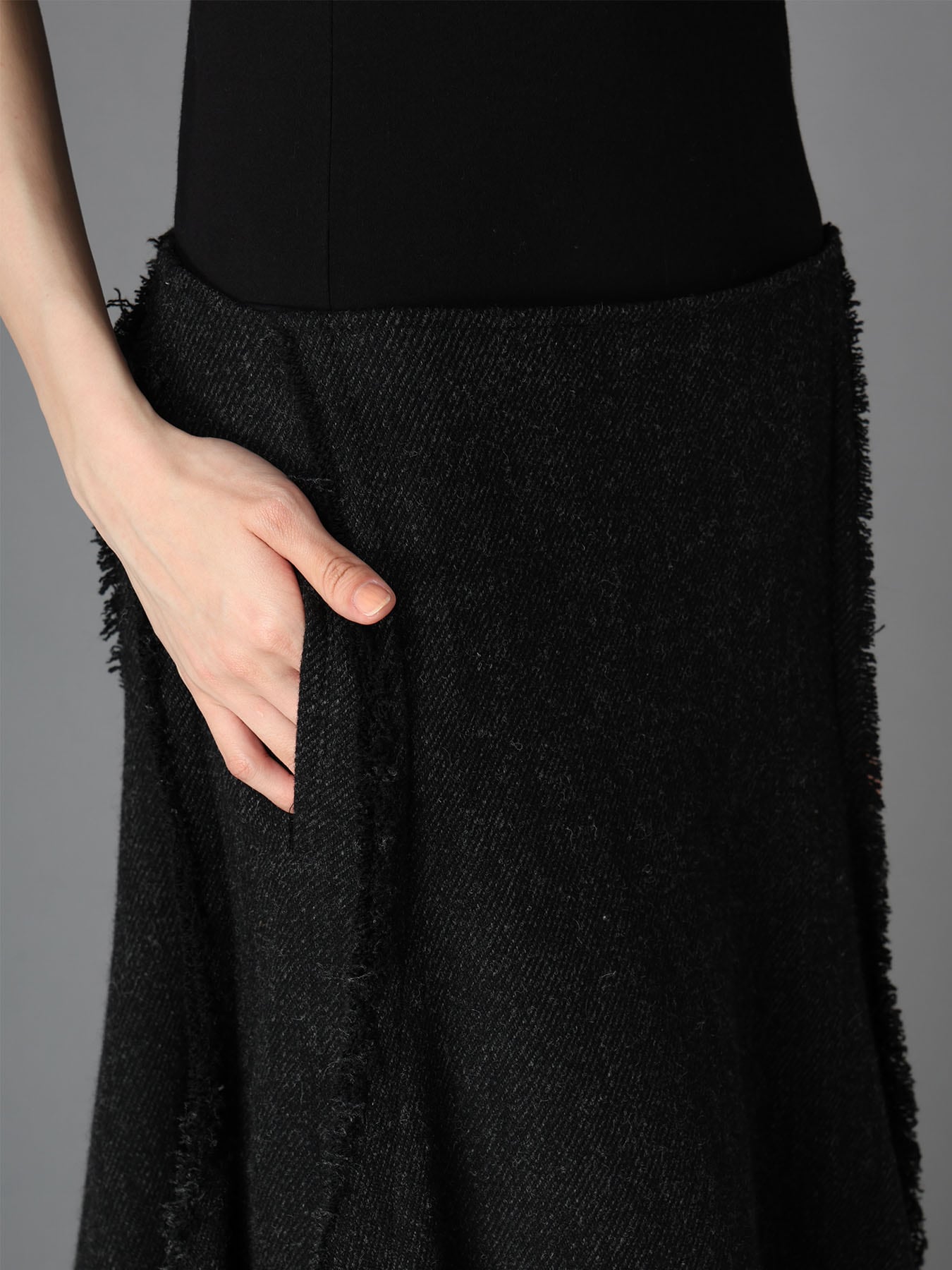 TOP DYED TWEED FLARED PANEL SKIRT B(S Black): LIMI feu｜THE SHOP