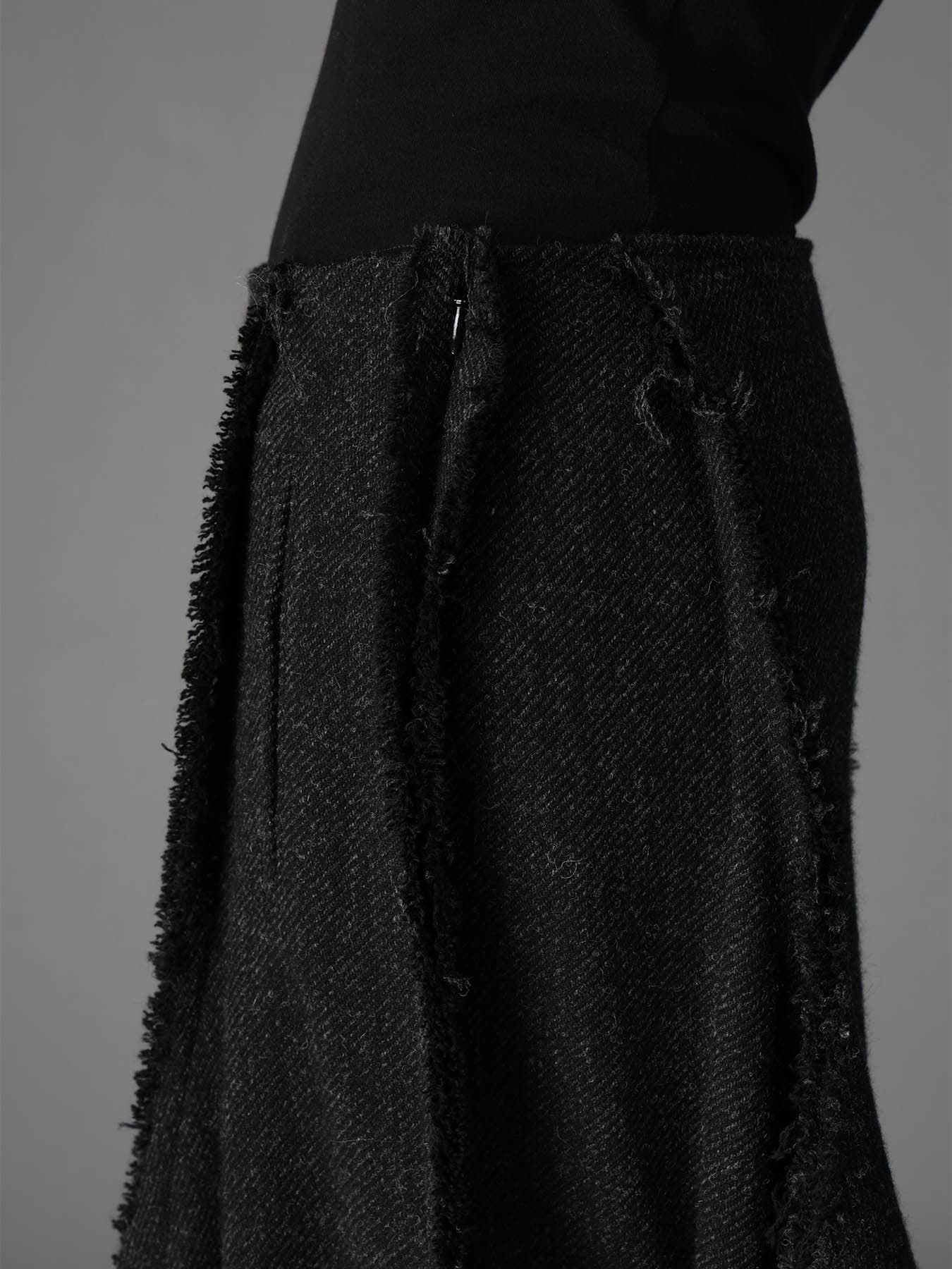 TOP DYED TWEED FLARED PANEL SKIRT B
