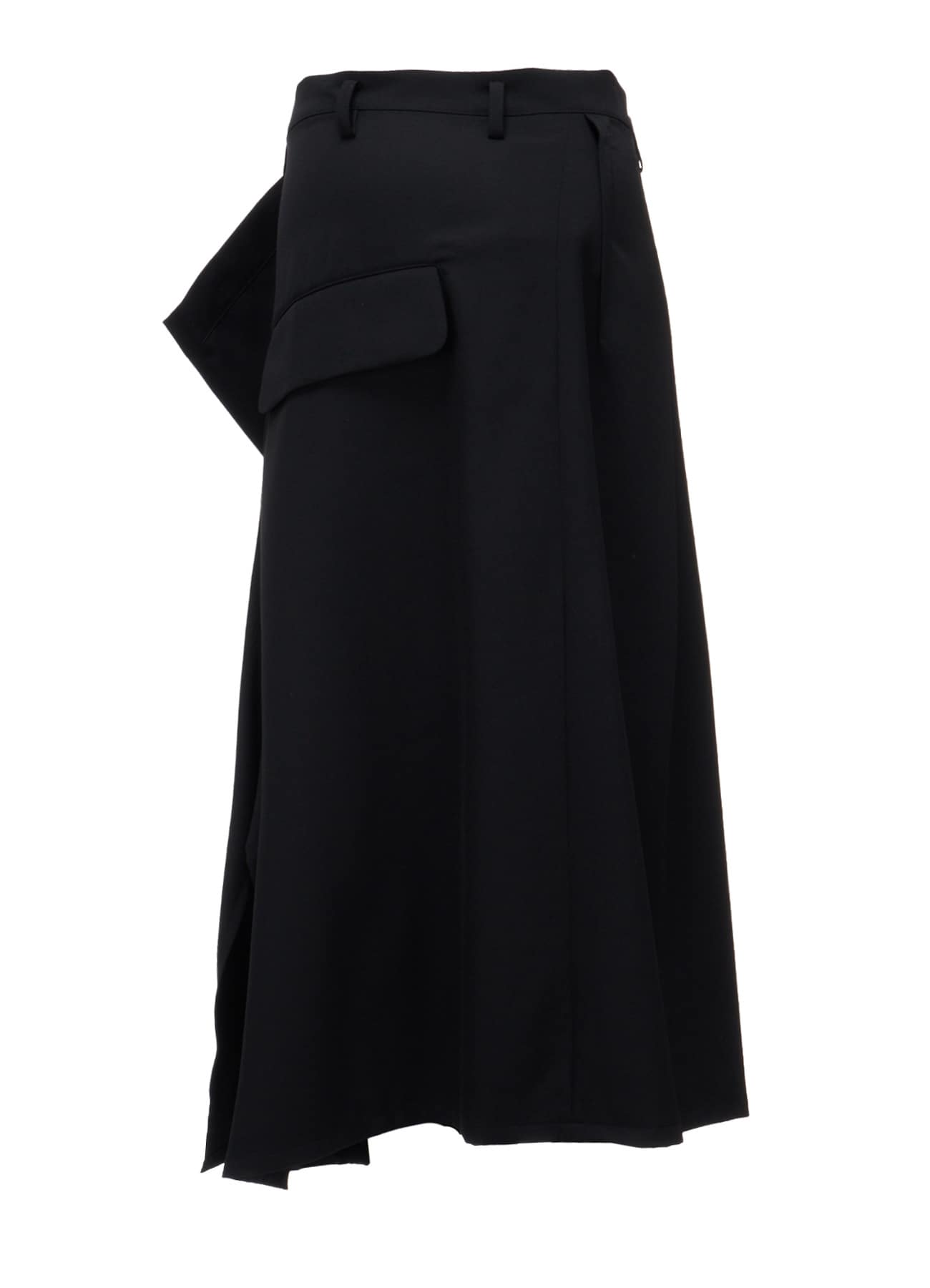 WOOL GABARDINE  SIDE DRAPED SKIRT