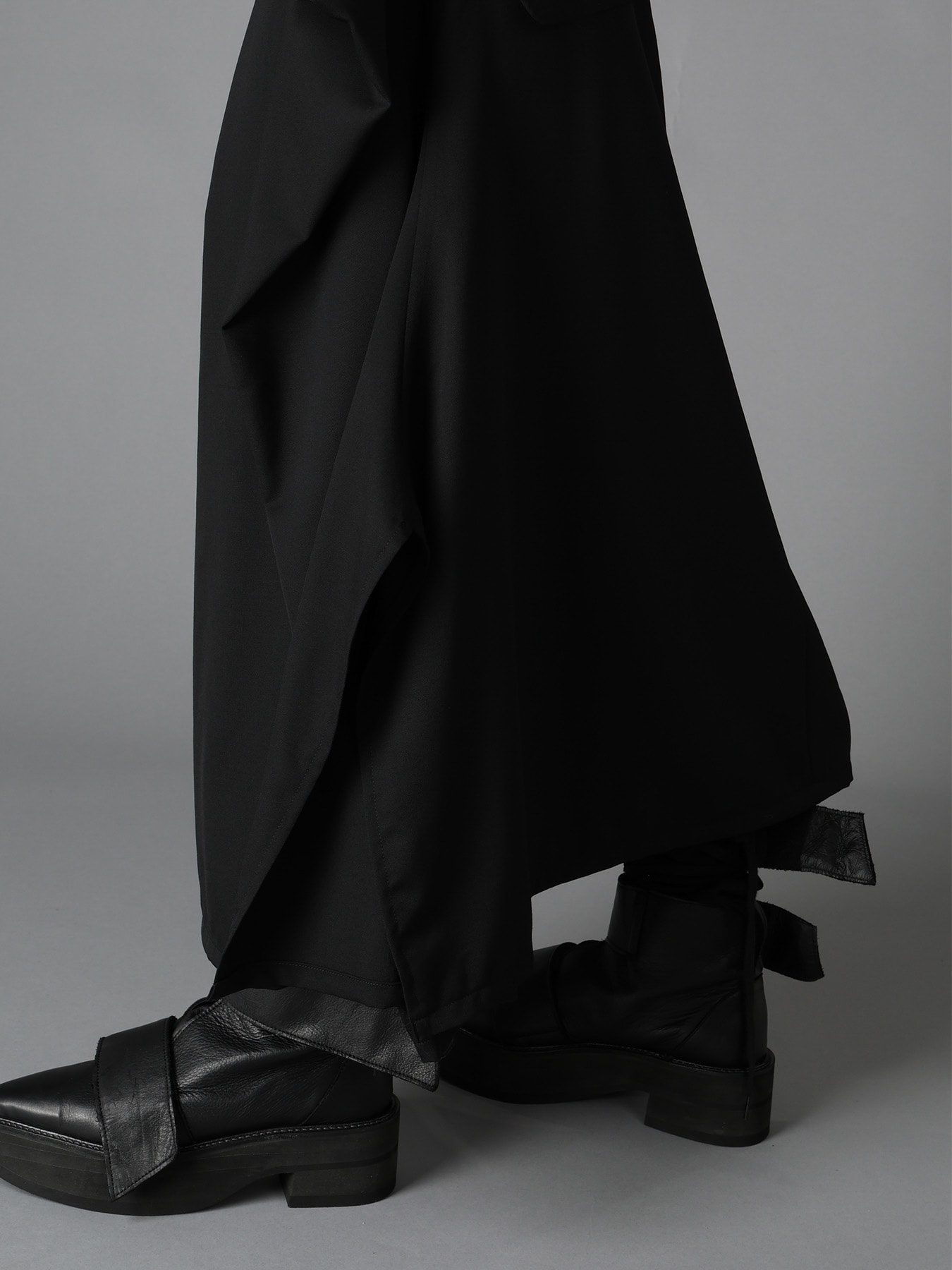 WOOL GABARDINE  SIDE DRAPED SKIRT