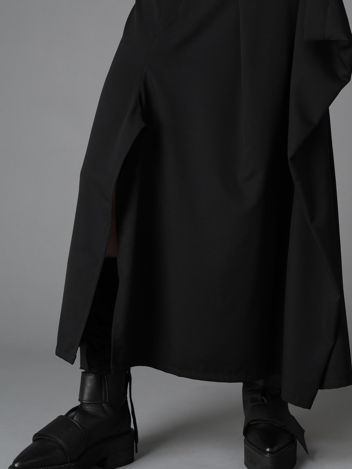 WOOL GABARDINE  SIDE DRAPED SKIRT