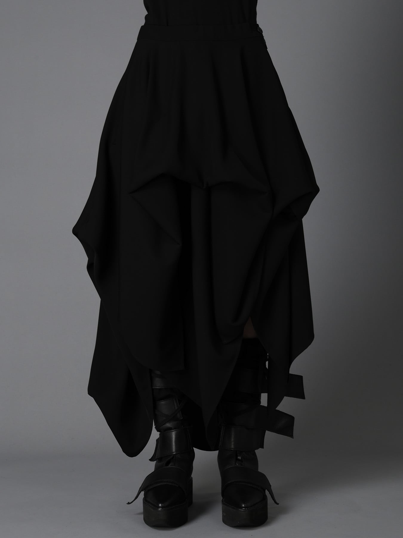 DOUBLE SATIN ELASTIC WAIST DOUBLE LAYERED SKIRT