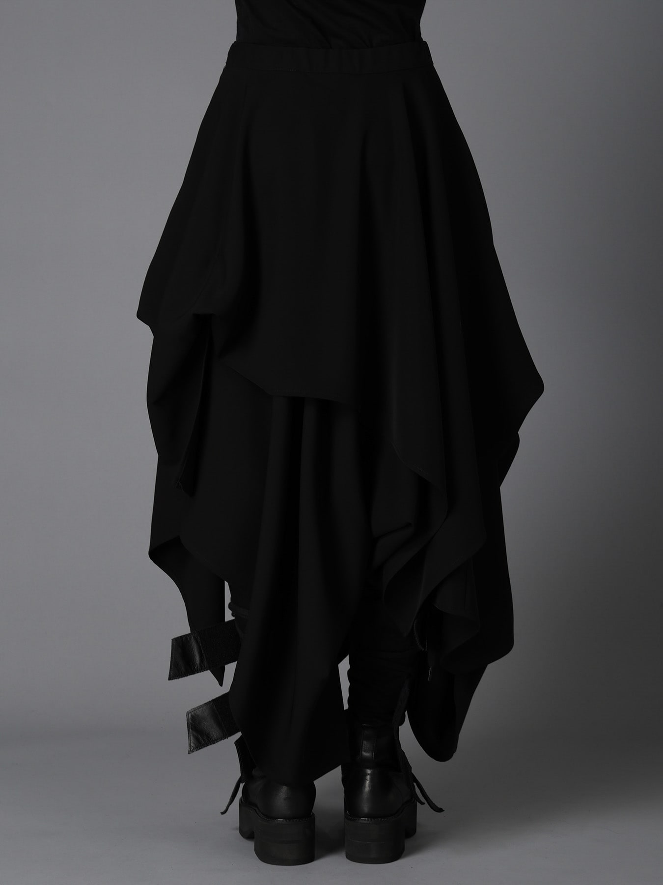 DOUBLE SATIN ELASTIC WAIST DOUBLE LAYERED SKIRT
