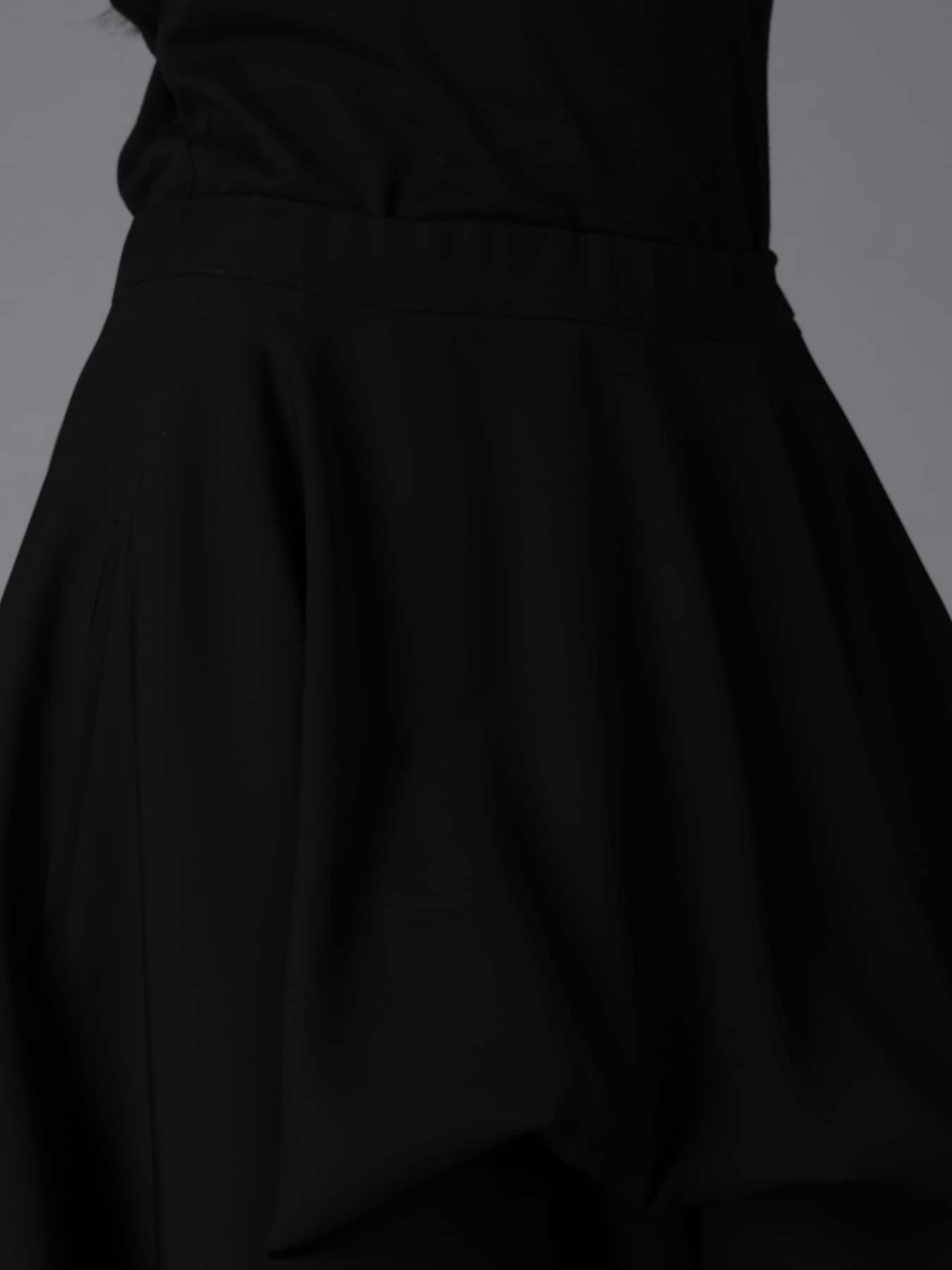 DOUBLE SATIN ELASTIC WAIST DOUBLE LAYERED SKIRT
