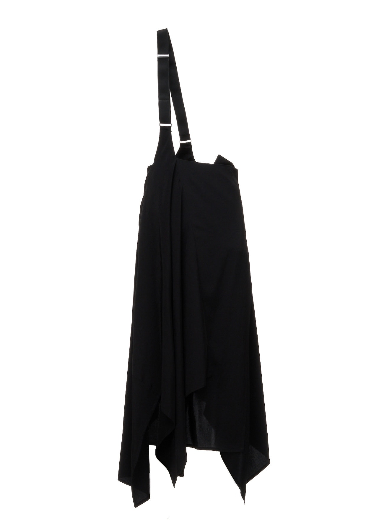 Y's ヨウジヤマモト　アシメワンピース　黒　レース　切り替え　ノースリーブ　Ｍ TA/PE CREPE DE CHINE ONE-SHOULDER ASYMMETRIC SKIRT(S Black): LIMI