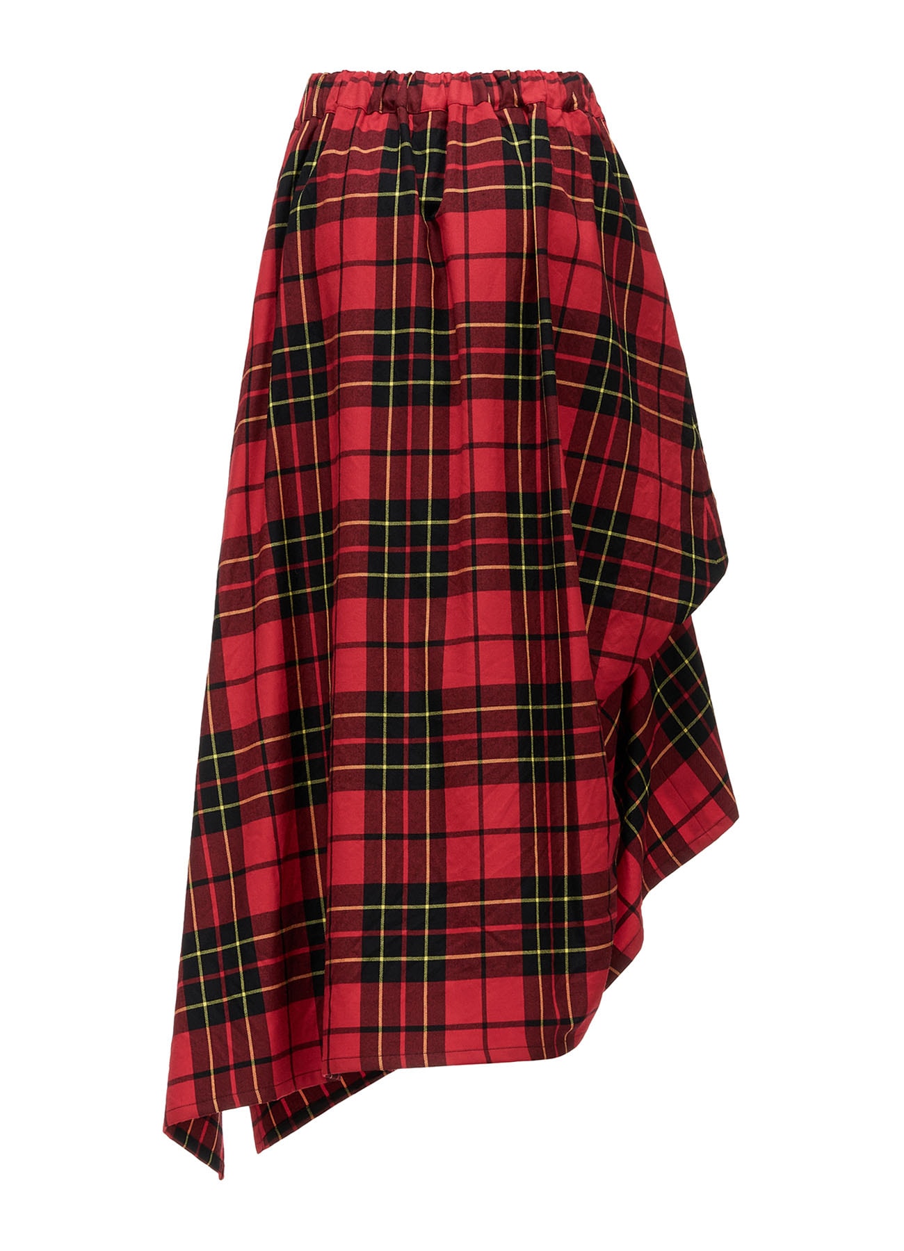 RED TARTAN IRREGULAR HEM LINE SKIRT
