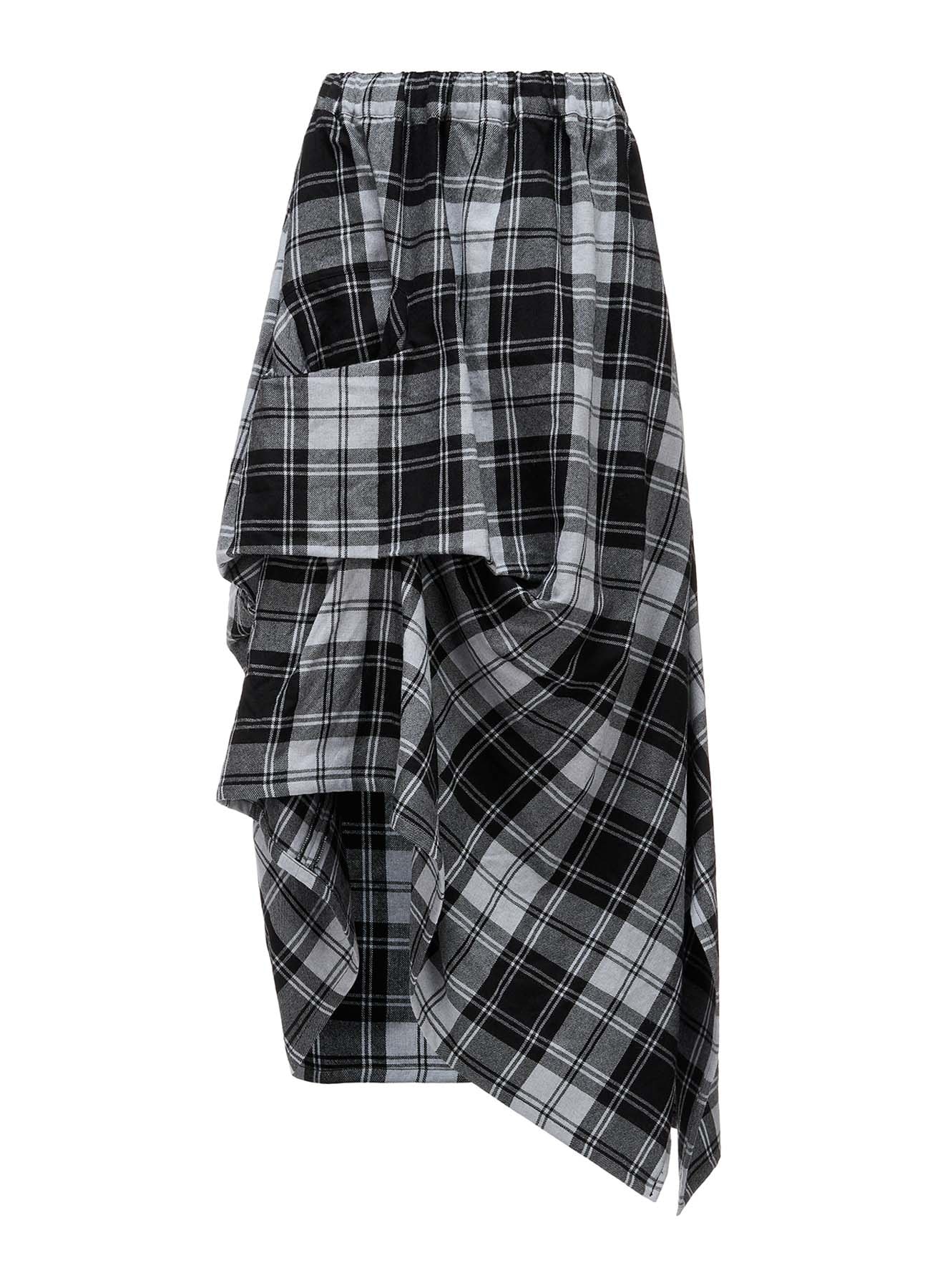 GREY TARTAN IRREGULAR HEM LINE SKIRT