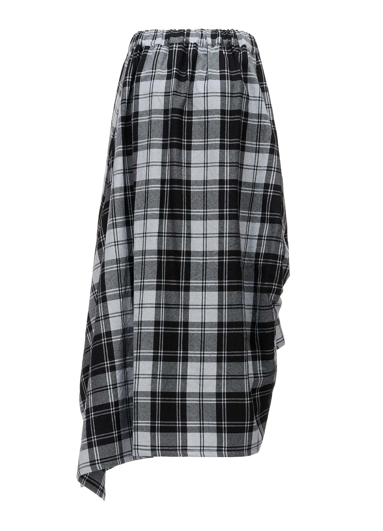 GREY TARTAN IRREGULAR HEM LINE SKIRT