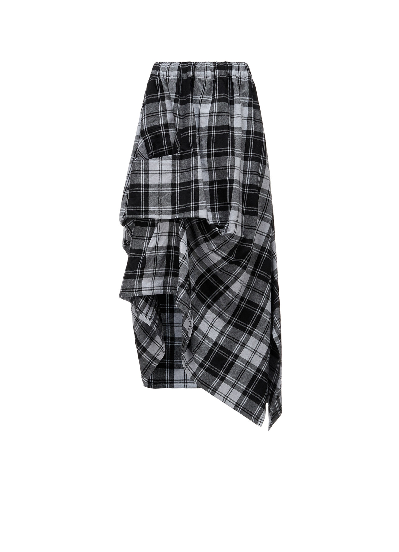 GREY TARTAN IRREGULAR HEM LINE SKIRT