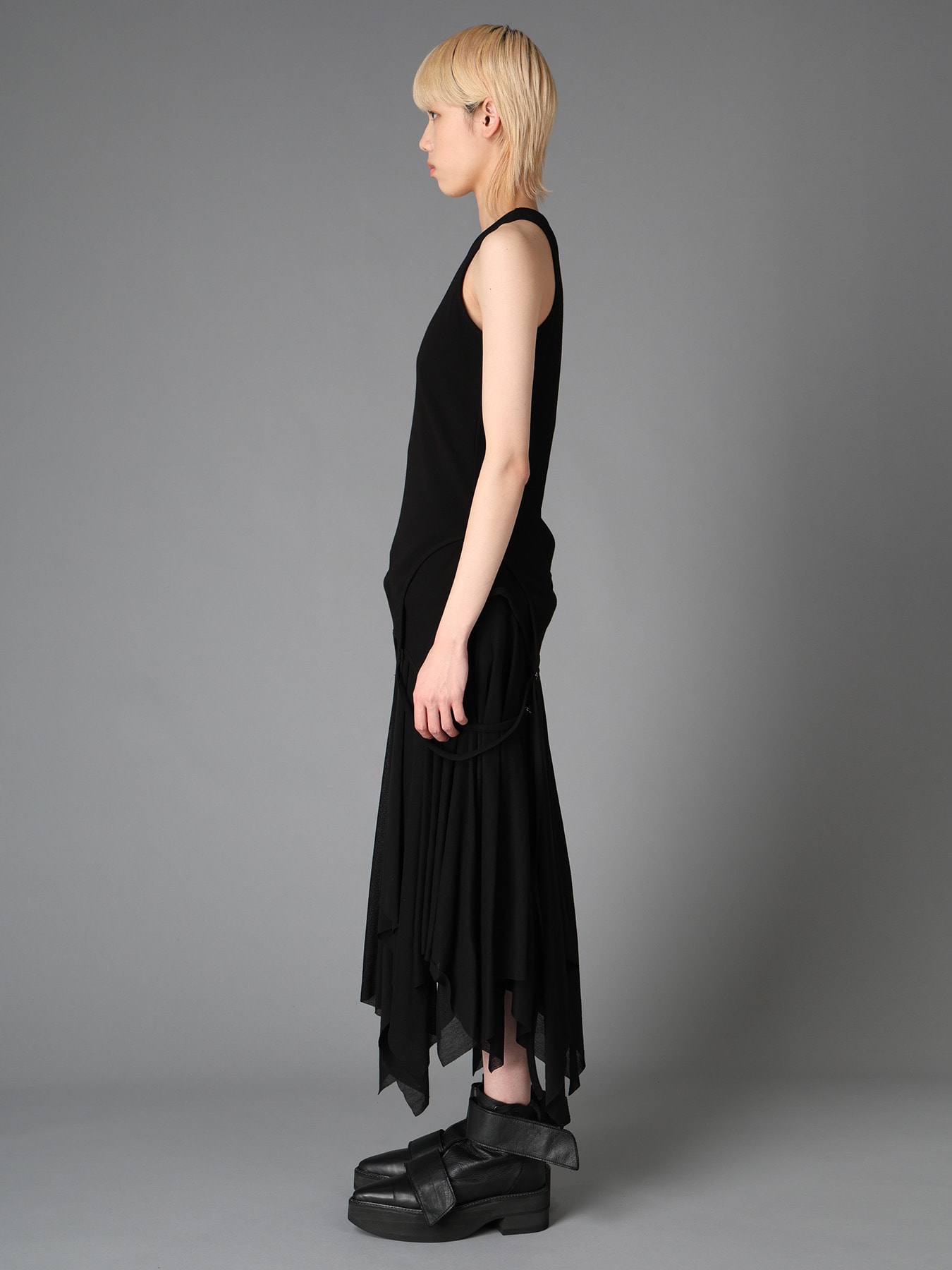 RIB KNIT+TULLE LAYERED BODYSUIT