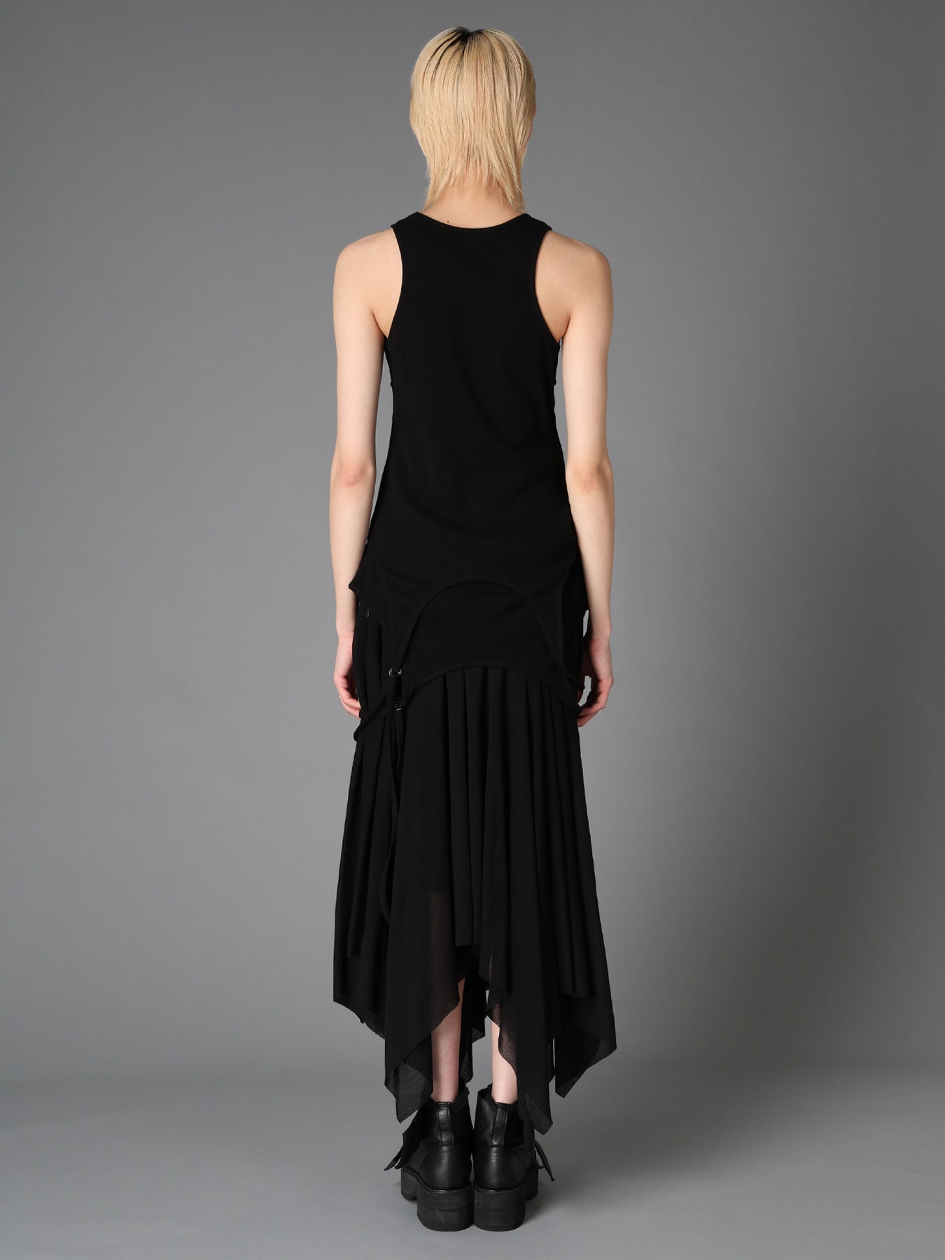 RIB KNIT+TULLE LAYERED BODYSUIT