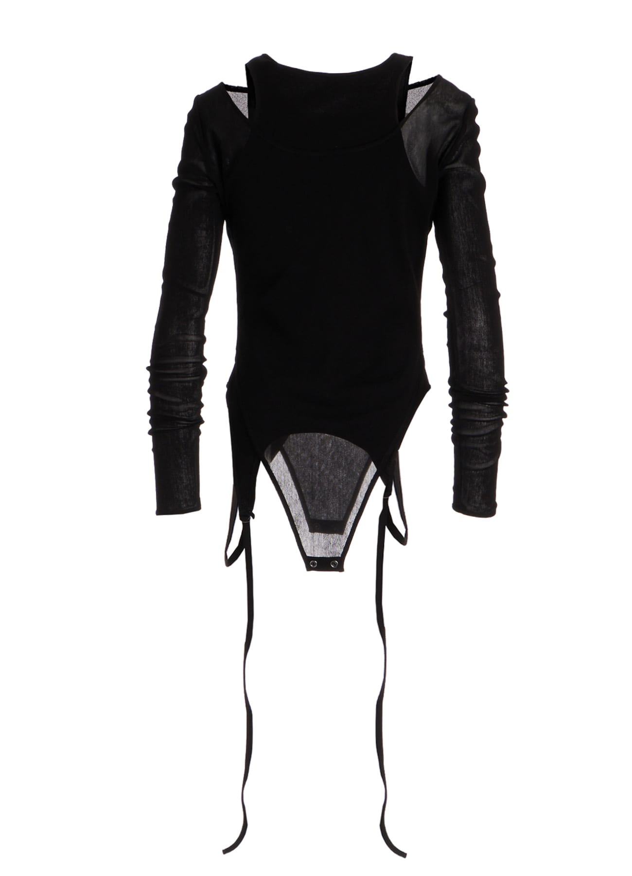 RIB KNIT+TULLE LAYERED BODYSUIT