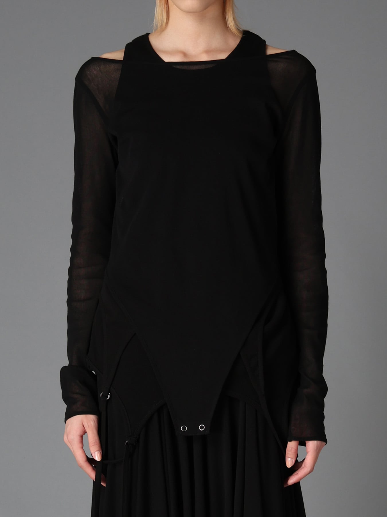 RIB KNIT+TULLE LAYERED BODYSUIT