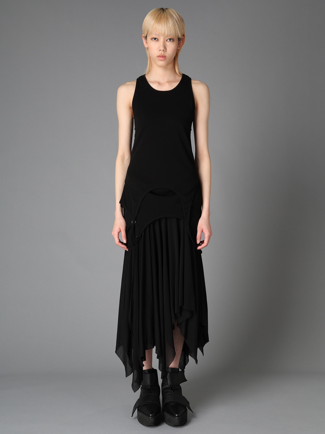 RIB KNIT+TULLE LAYERED BODYSUIT