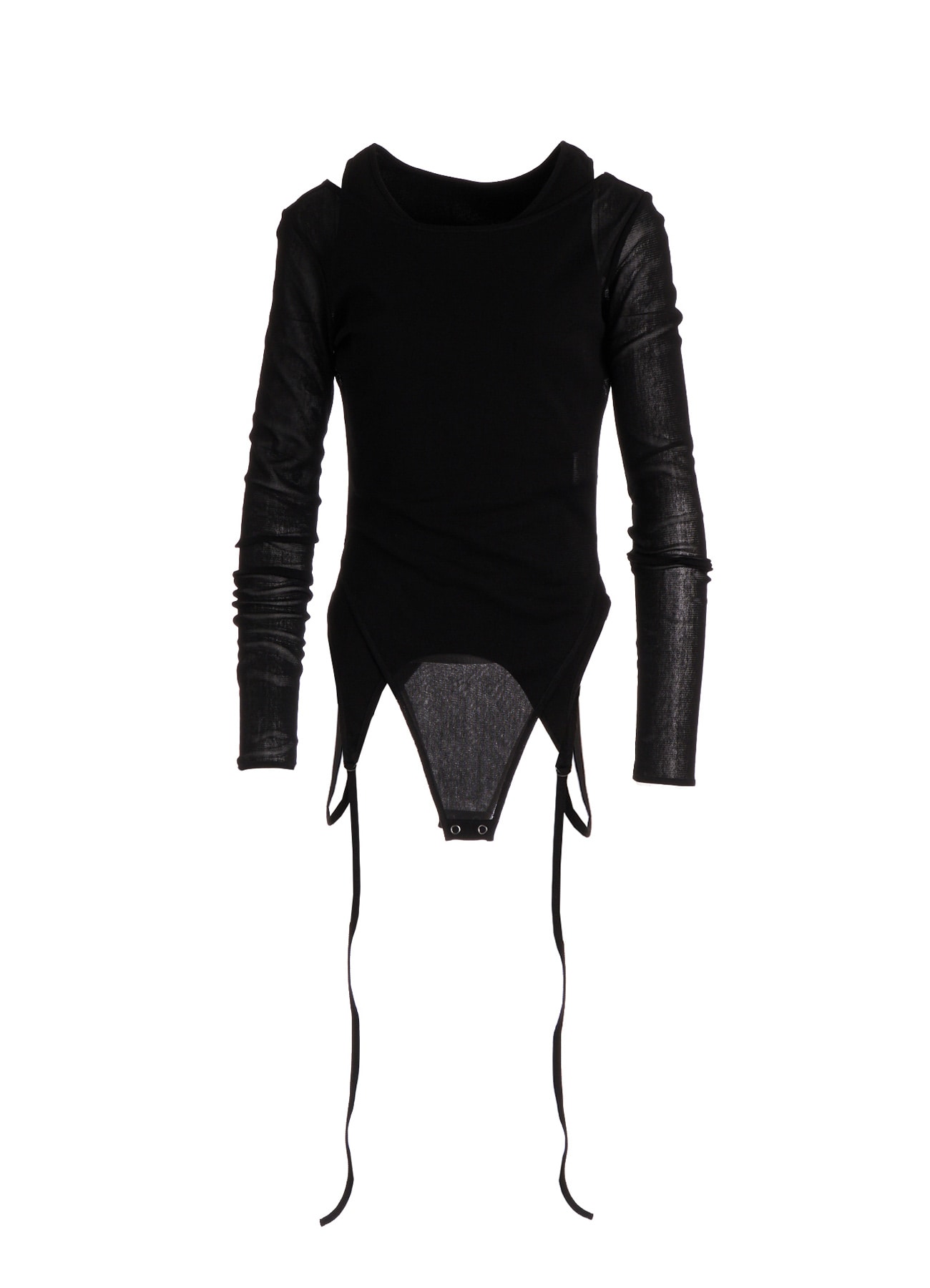 RIB KNIT+TULLE LAYERED BODYSUIT