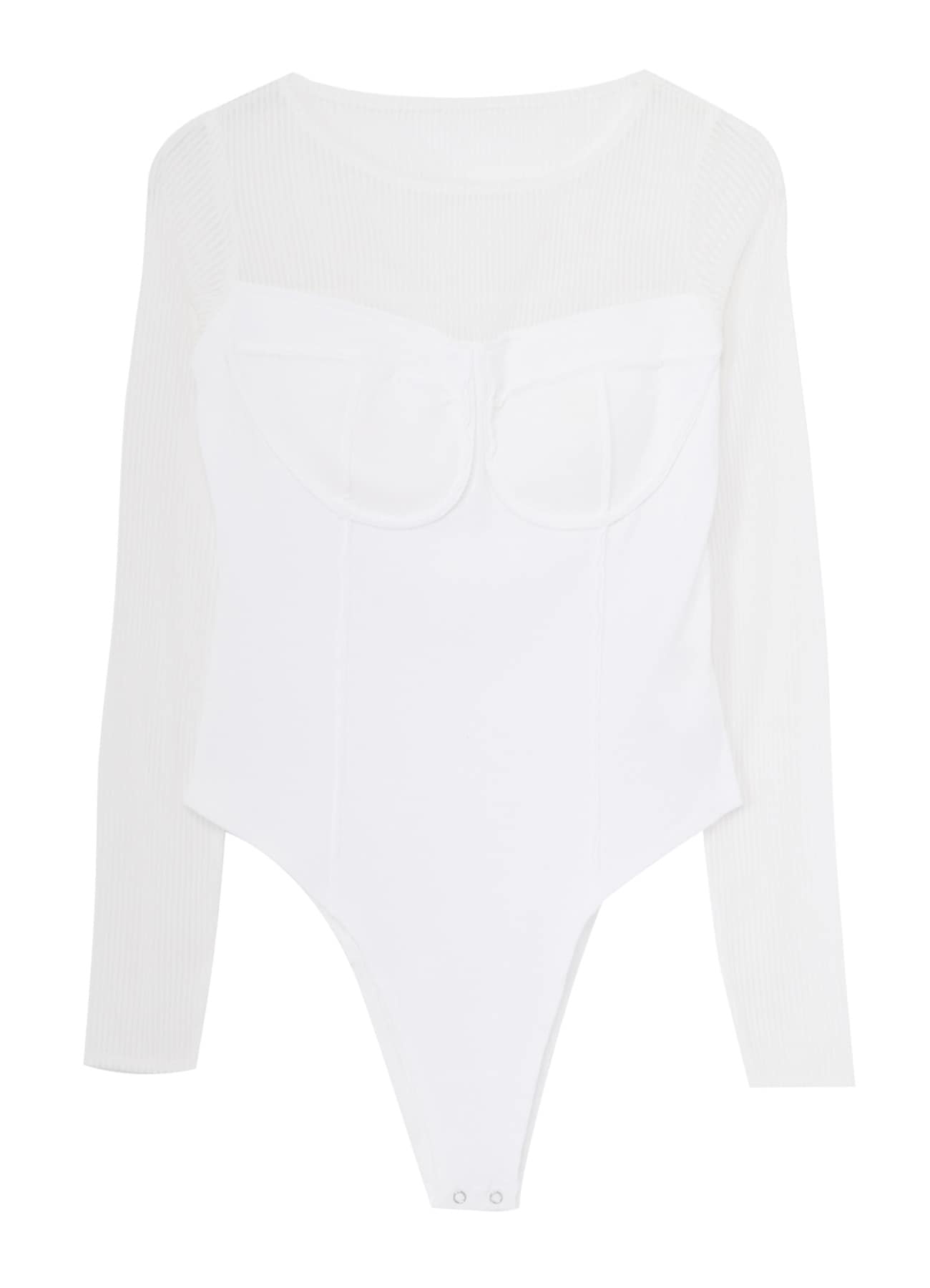 STRIPE TULLE  BUSTIER BODYSUIT