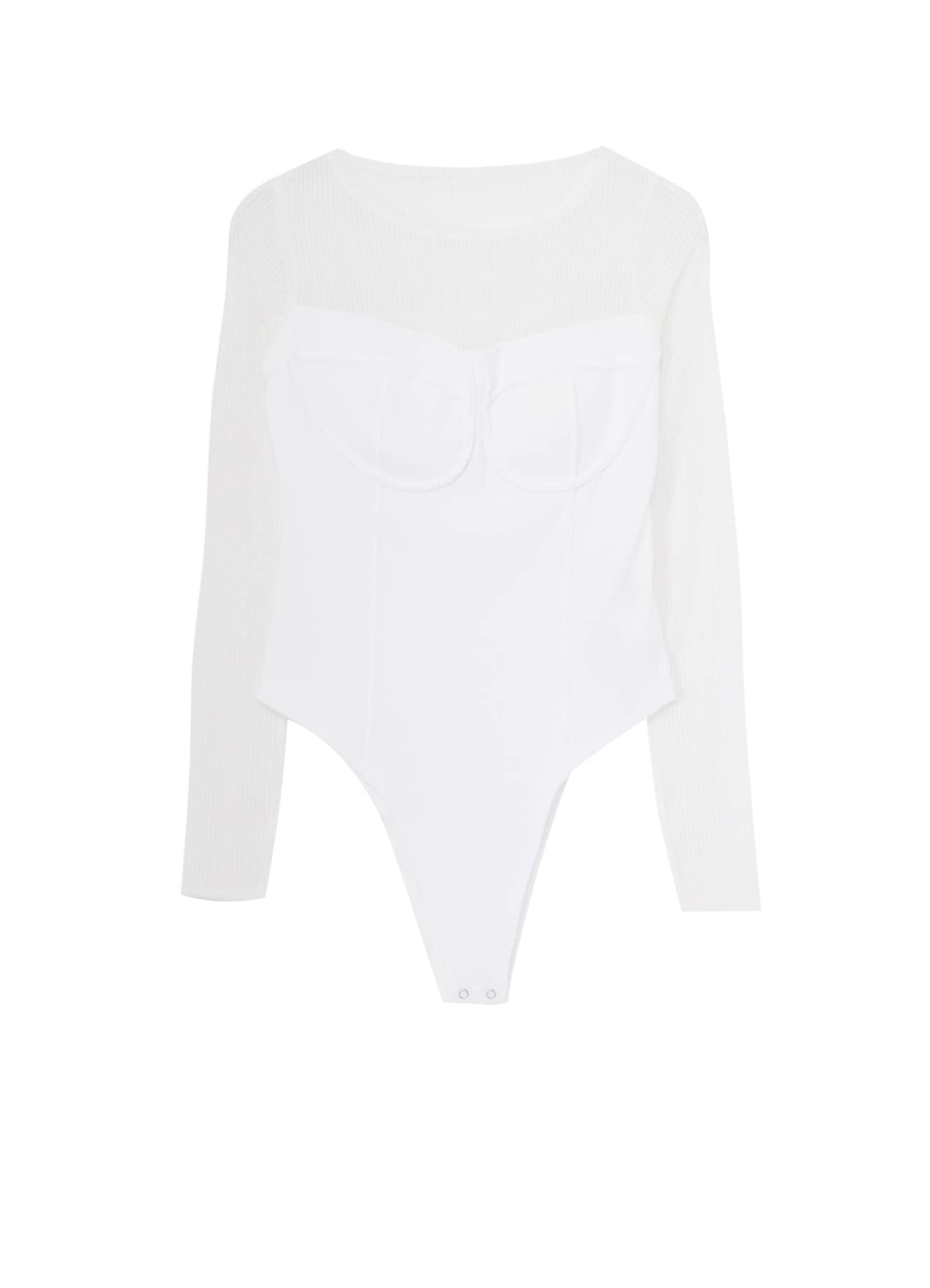 STRIPE TULLE  BUSTIER BODYSUIT