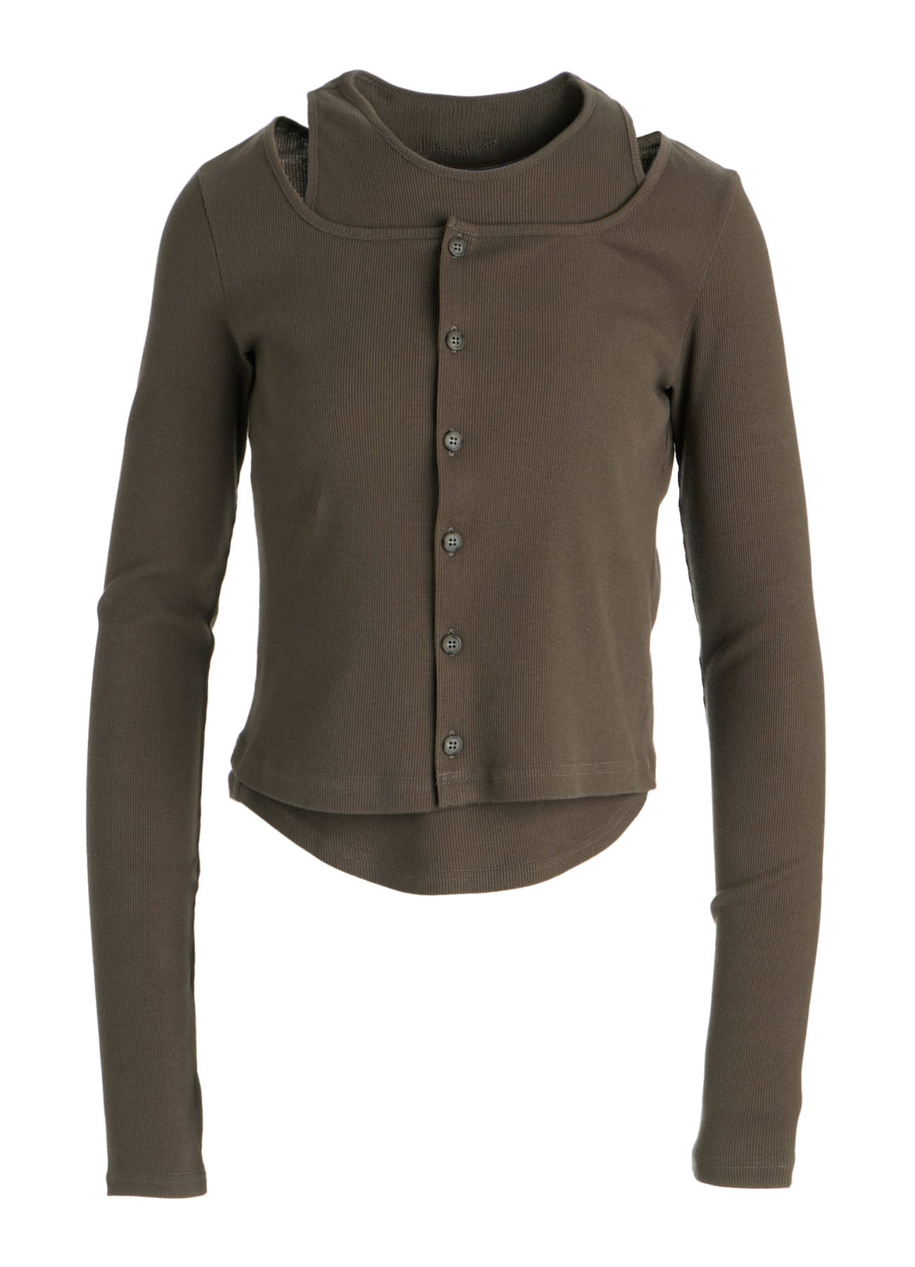 C/ RIB LAYERED CARDIGAN T