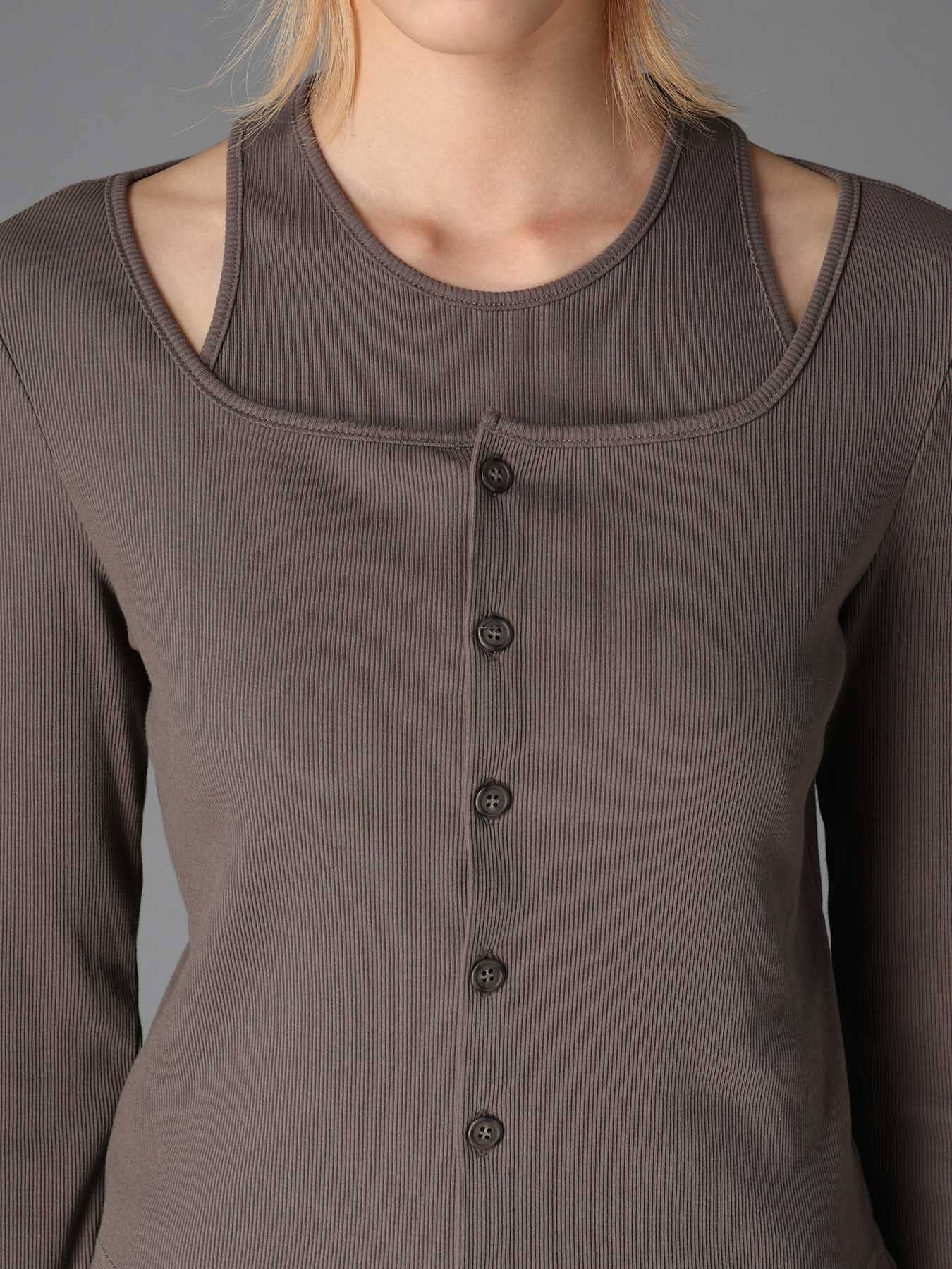 C/ RIB LAYERED CARDIGAN T