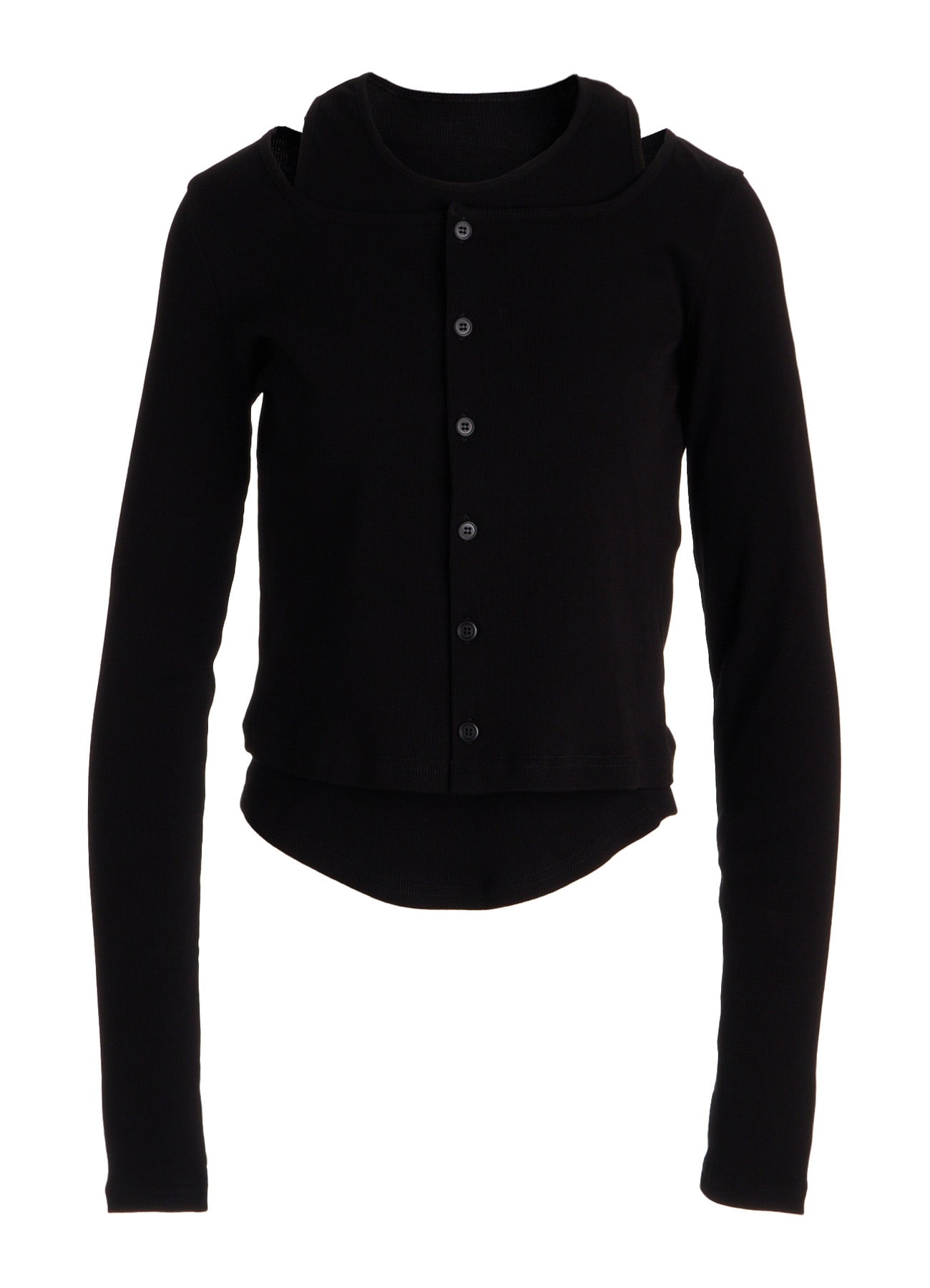 C/ RIB LAYERED CARDIGAN T