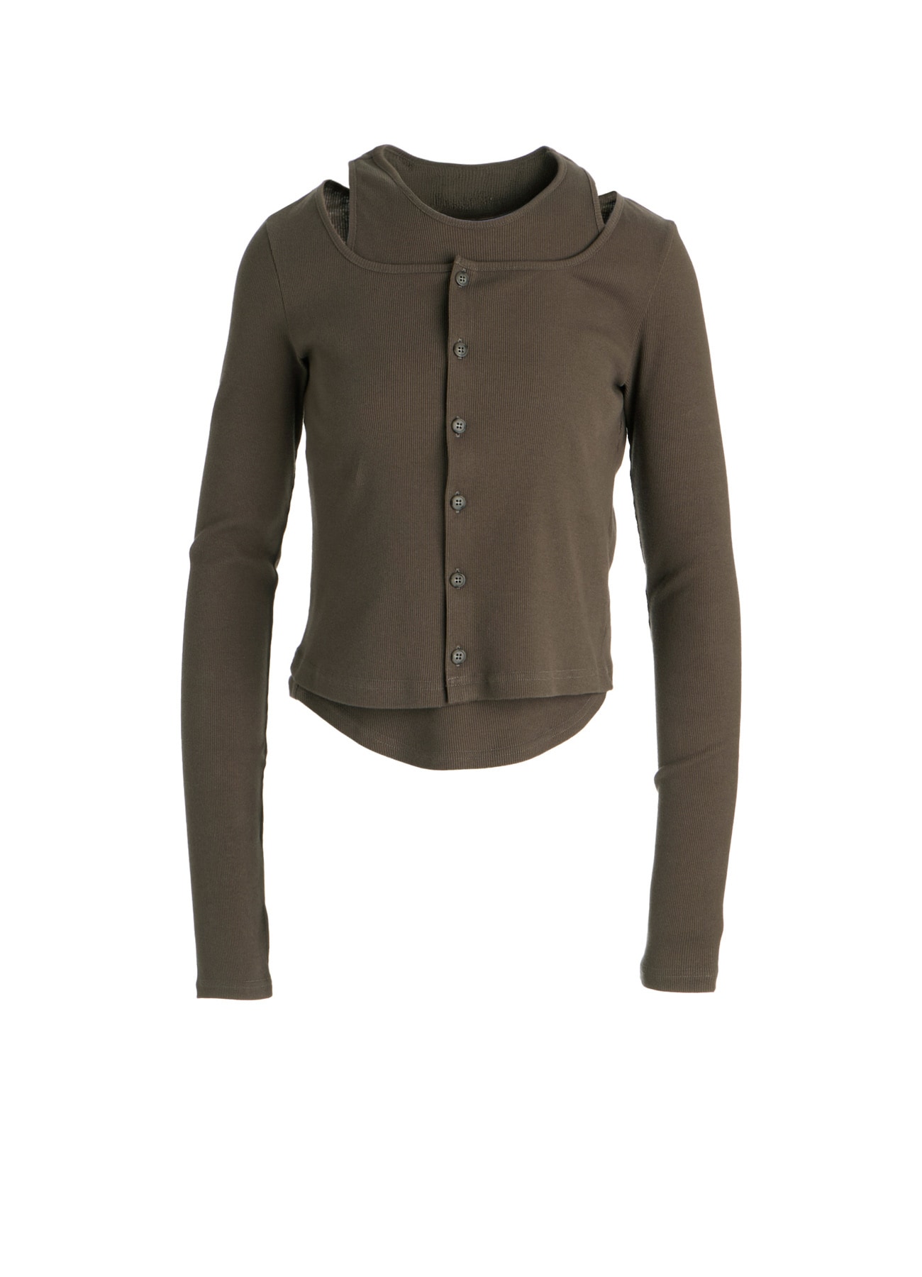 C/ RIB LAYERED CARDIGAN T