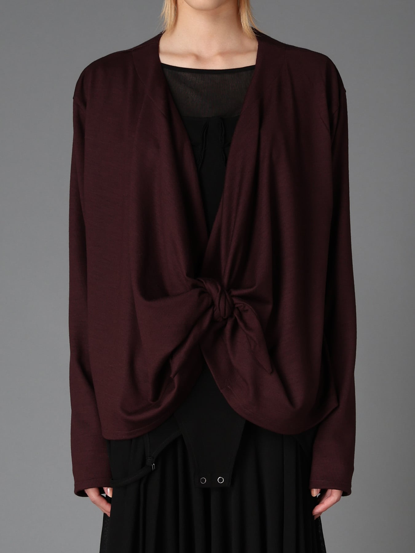 W/ SINGLE JERSEY KNOT DETAIL CARDIGAN