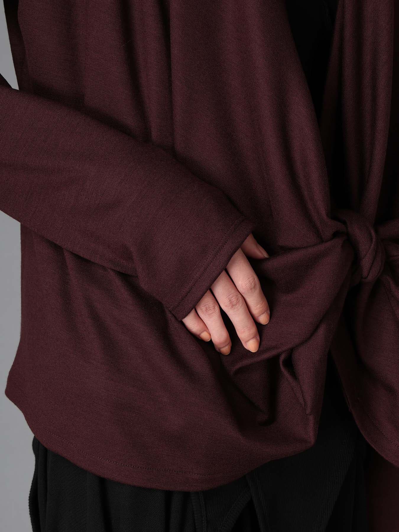 W/ SINGLE JERSEY KNOT DETAIL CARDIGAN