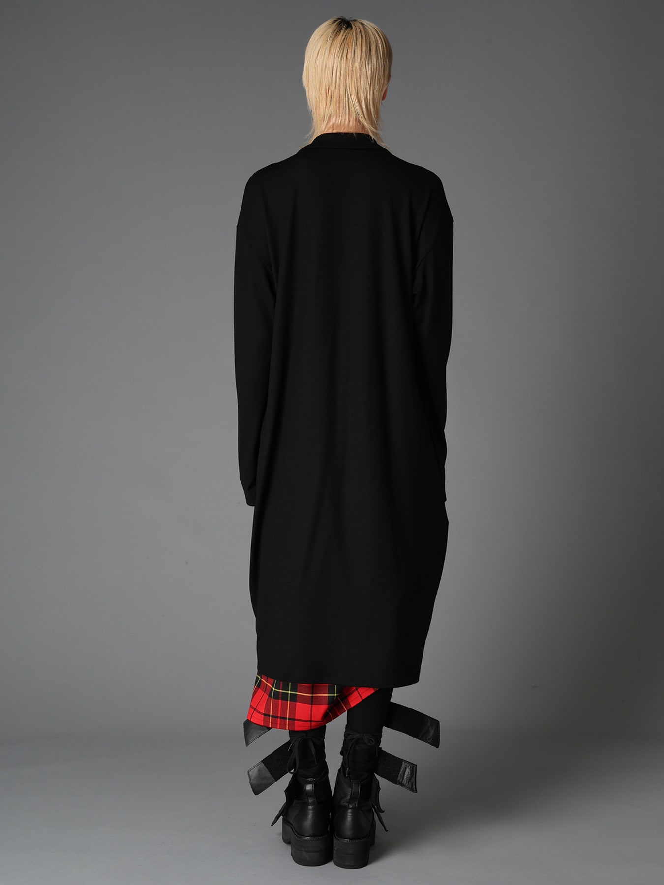 W/ SINGLE JERSEY KNOT DETAIL LONG CARDIGAN